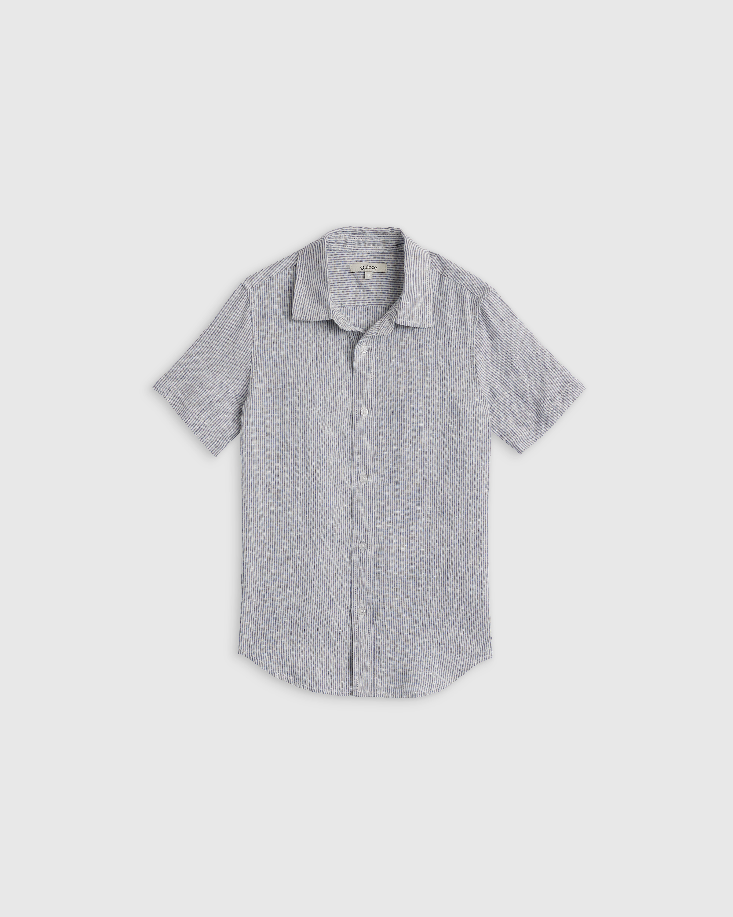 Blue Pinstripe 100% European Linen Short Sleeve Shirt