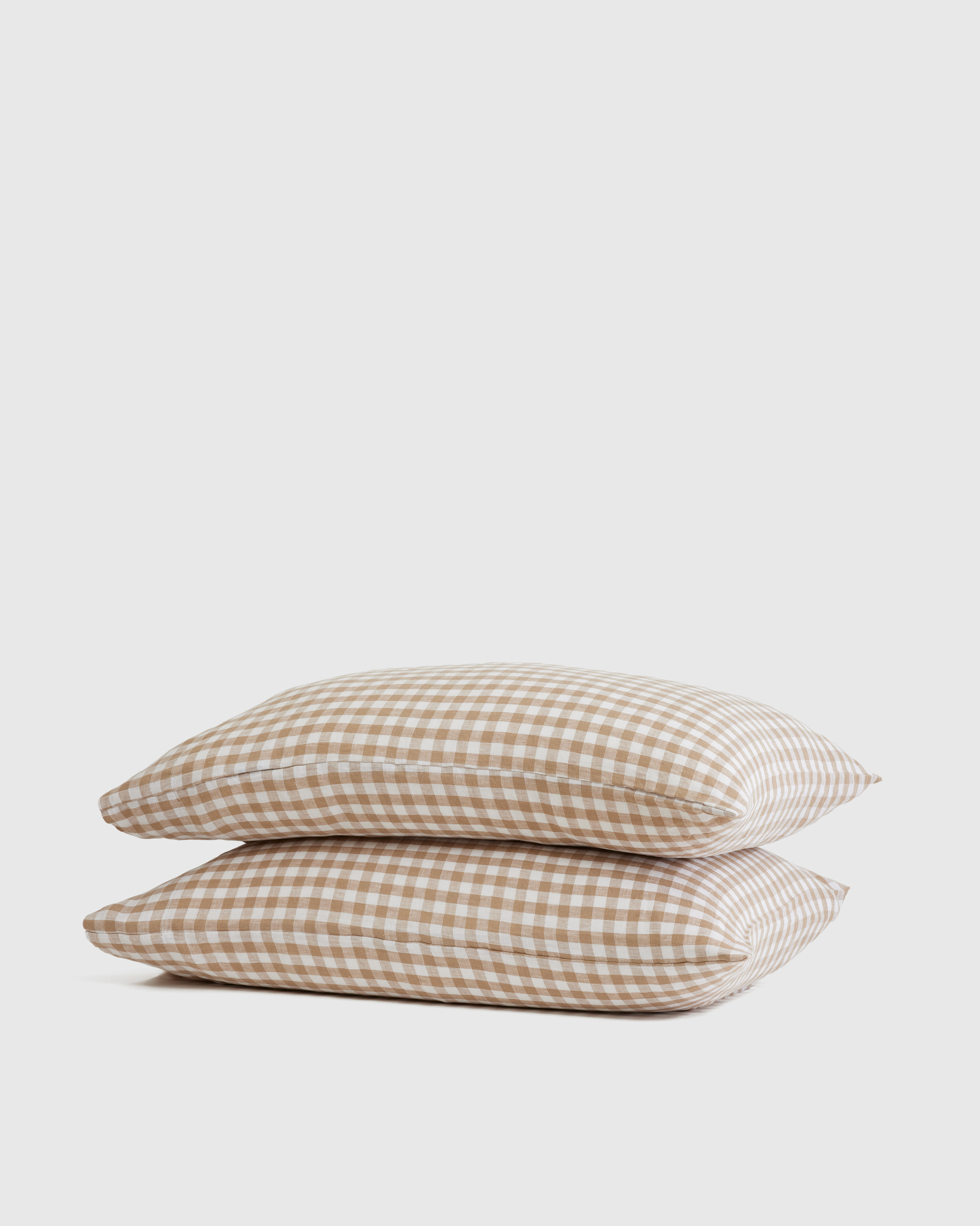 european linen gingham pillowcase set, standard, cafe