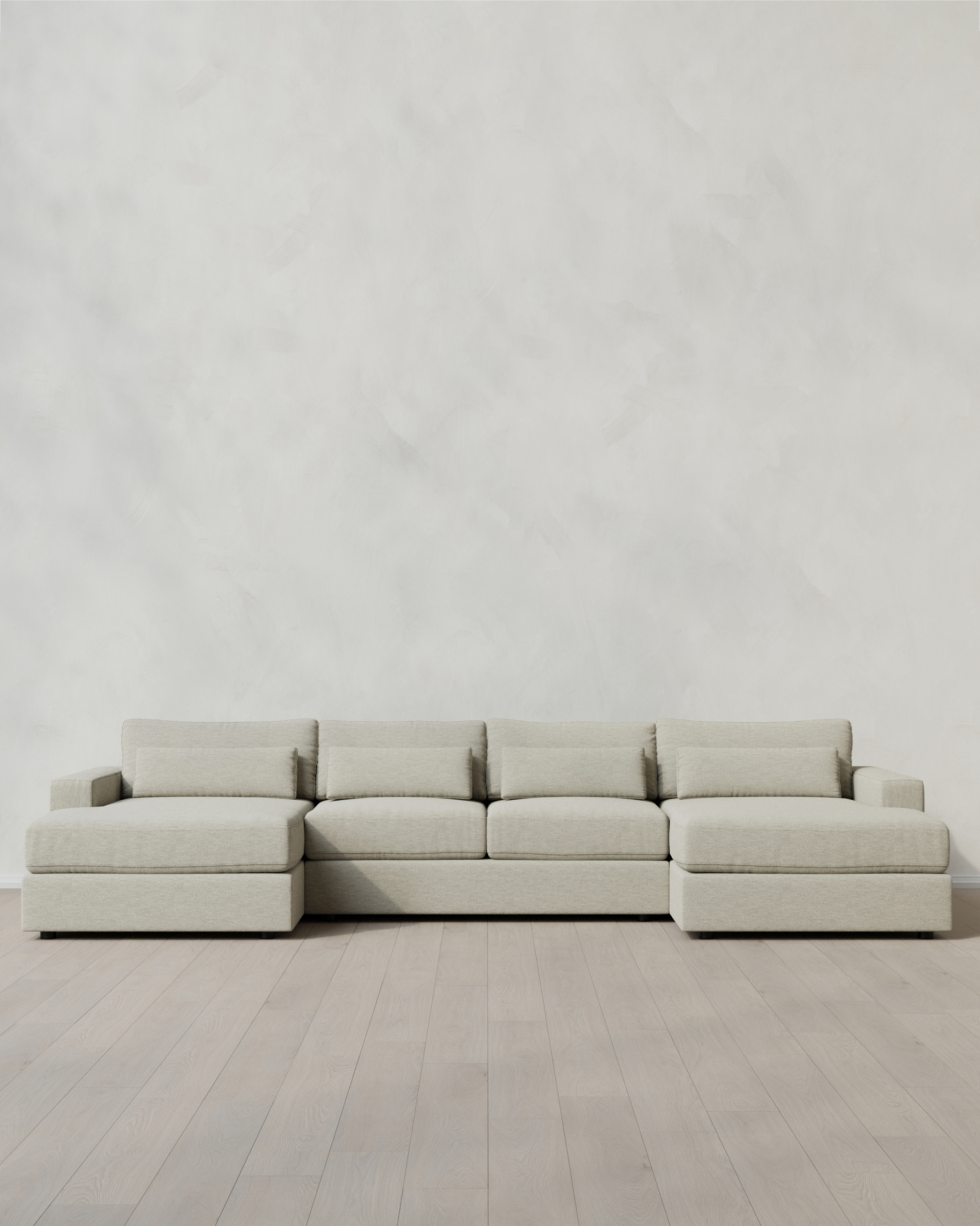Square Arm Deep Seat U Sectional Performance Basketweave Flax