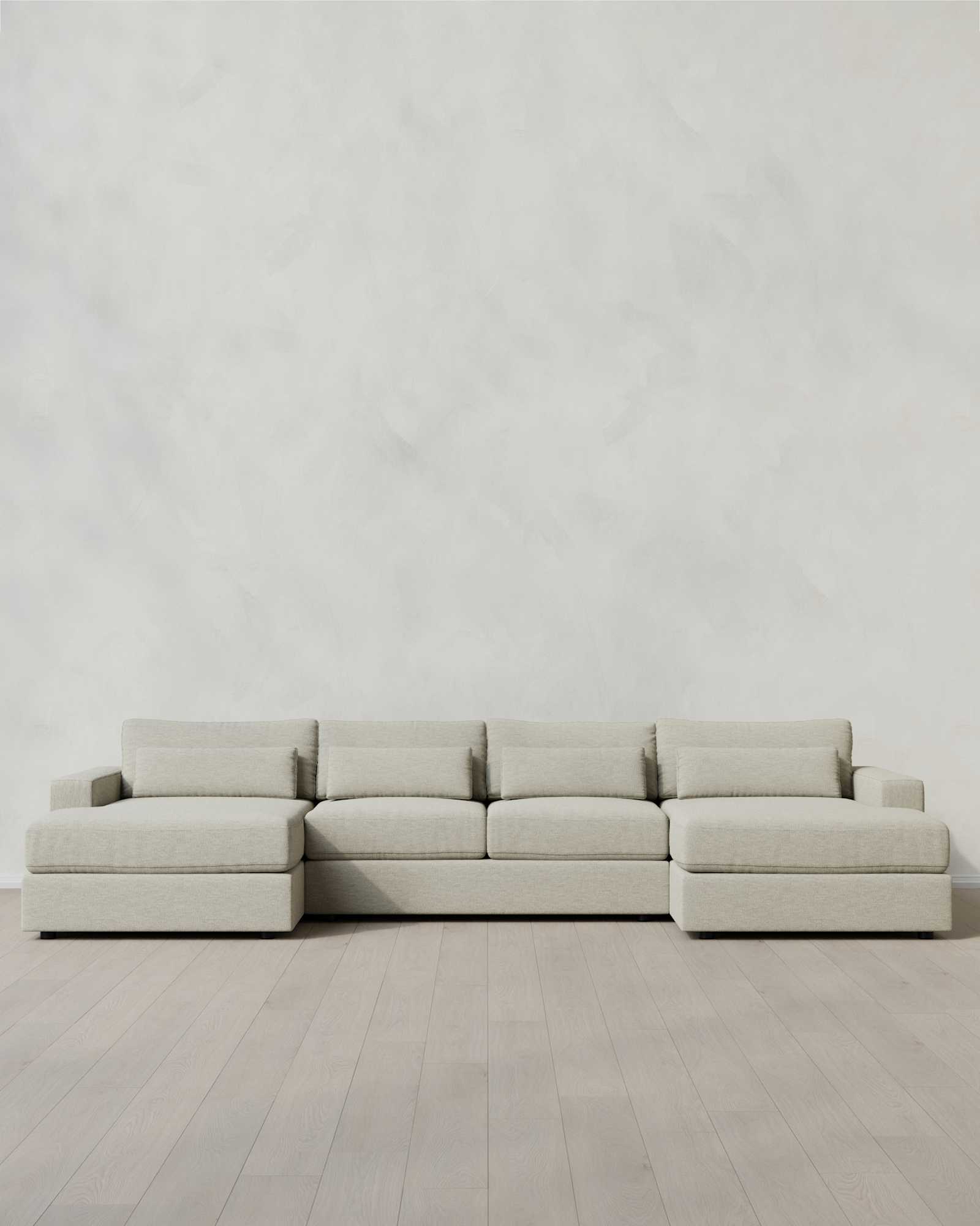 Square Arm Deep Seat U Sectional Performance Basketweave Flax