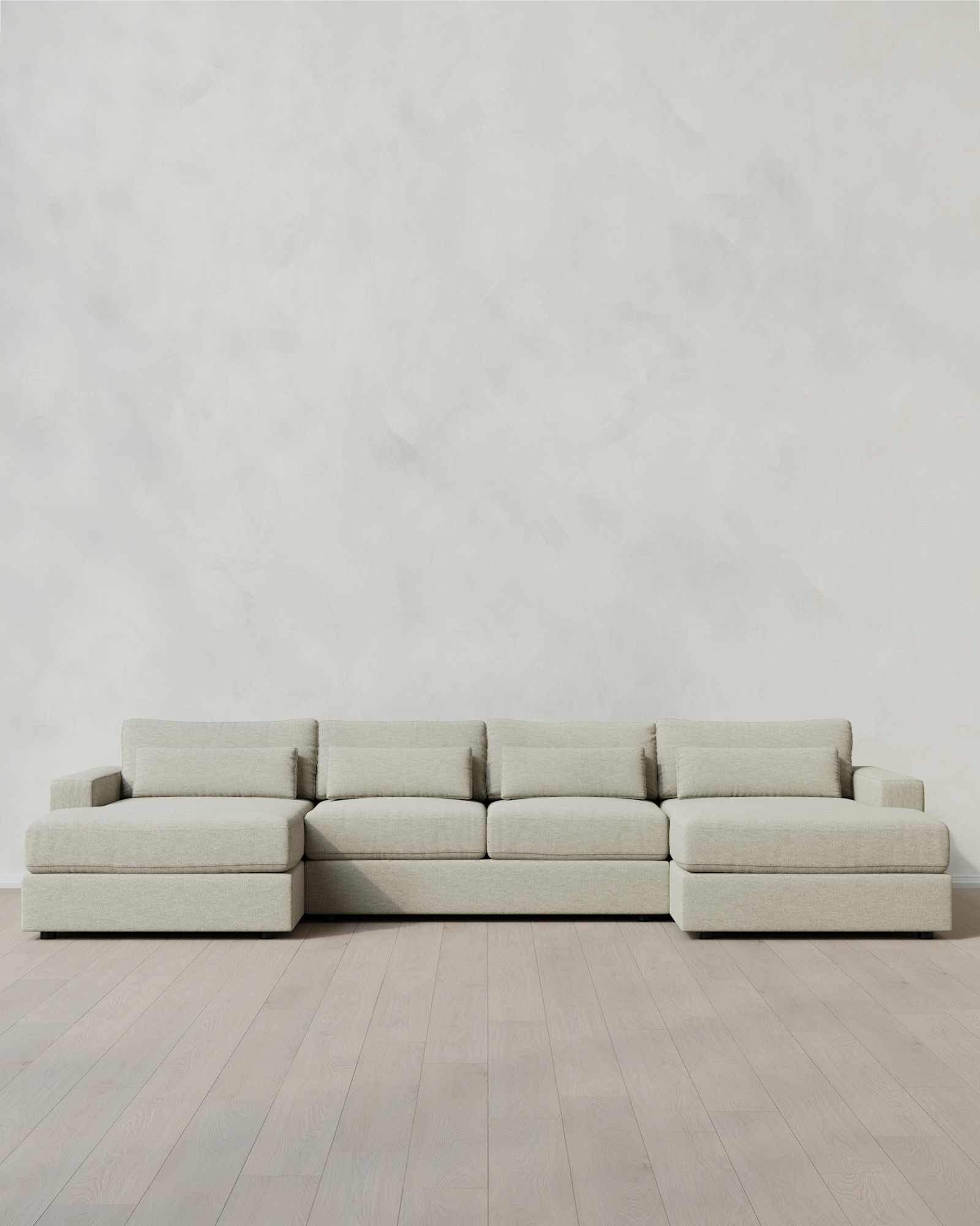 Square Arm Deep Seat U Sectional Performance Basketweave Flax