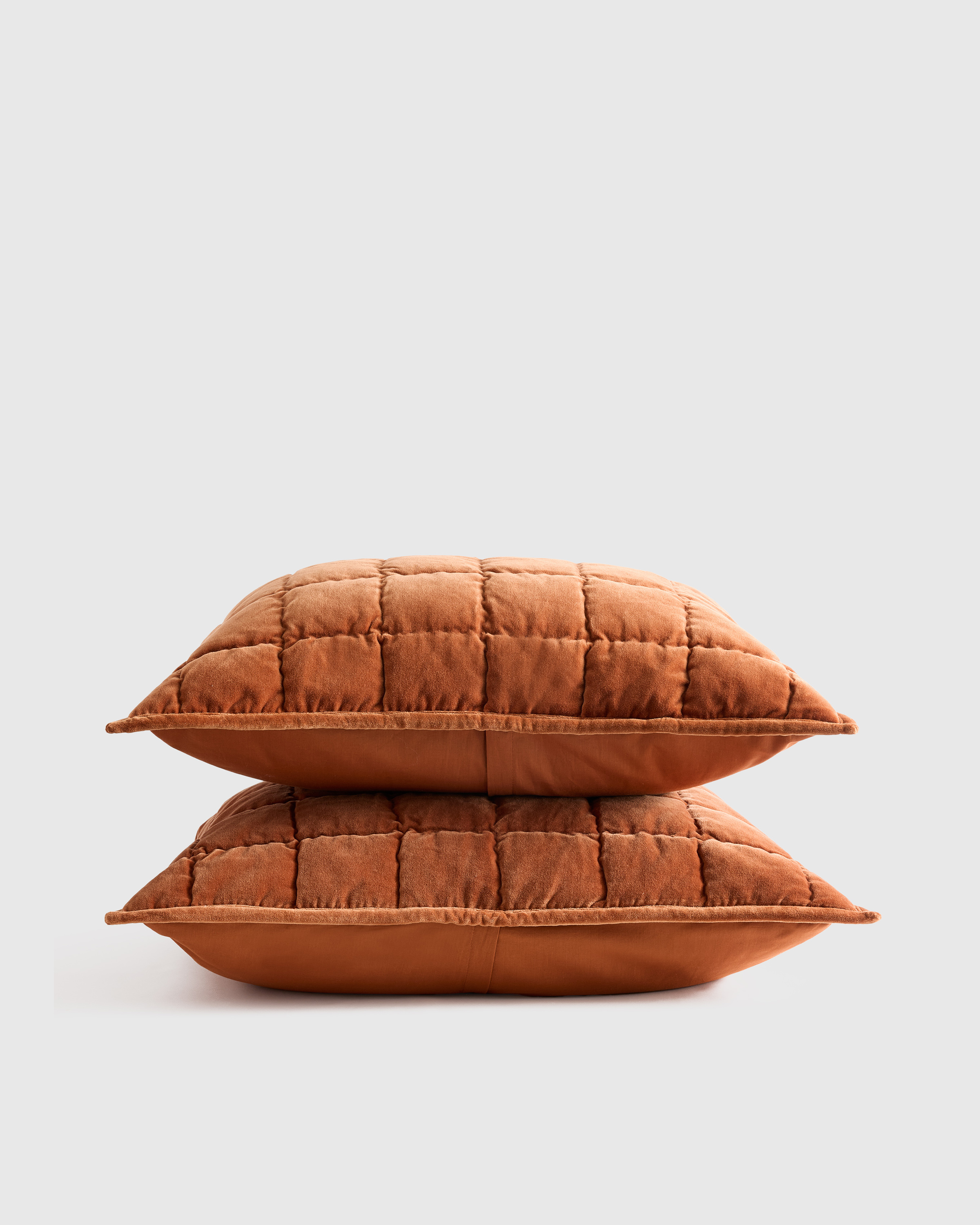 Terracotta Cotton Velvet Quilted Sham Set