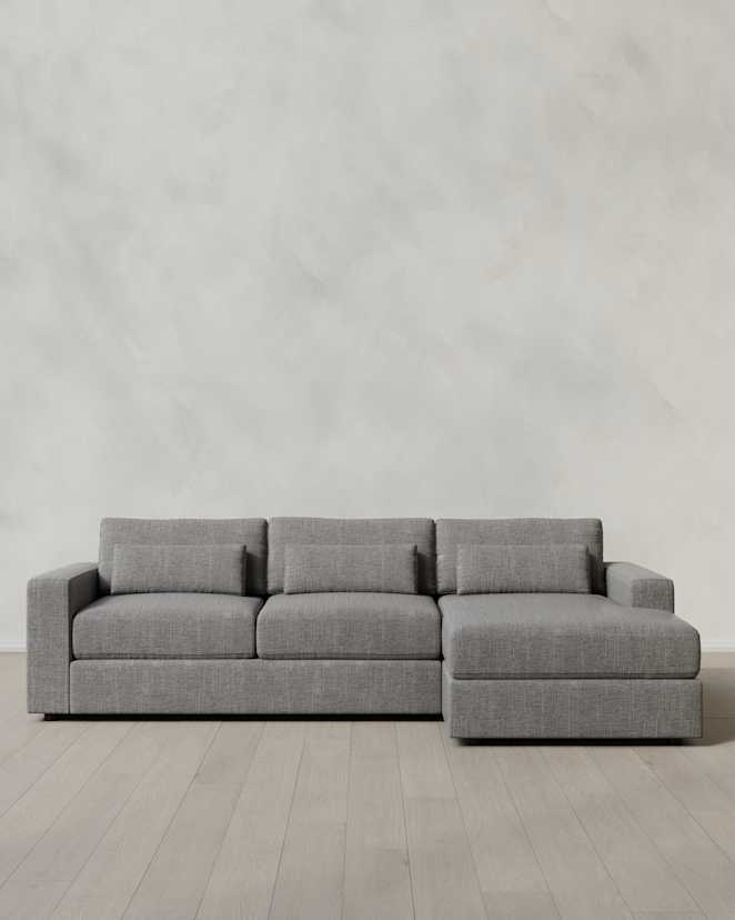 Square Arm Deep Seat ChaiseSectional-119 Nomad Slate