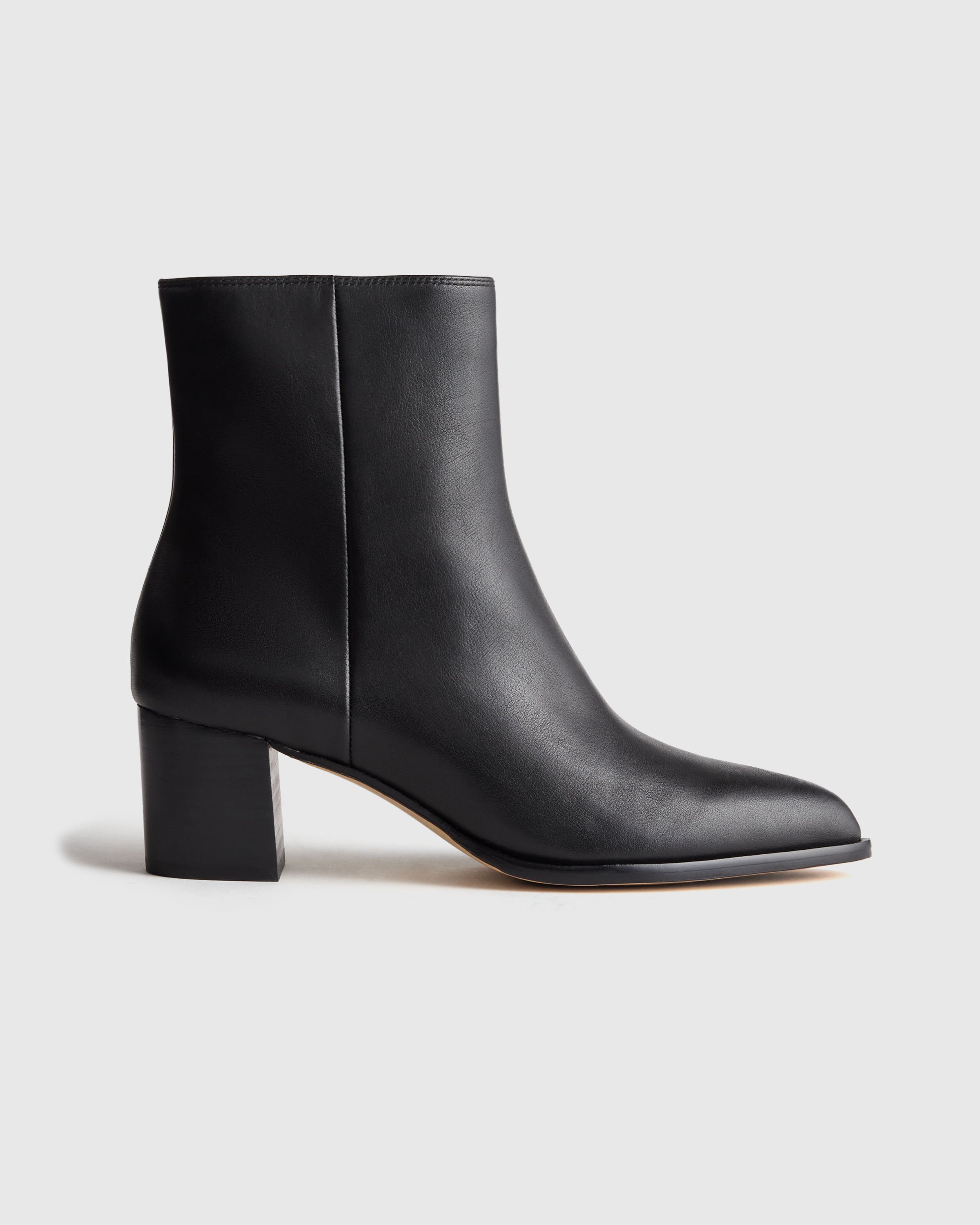 Black Italian Leather Heeled Ankle Boot