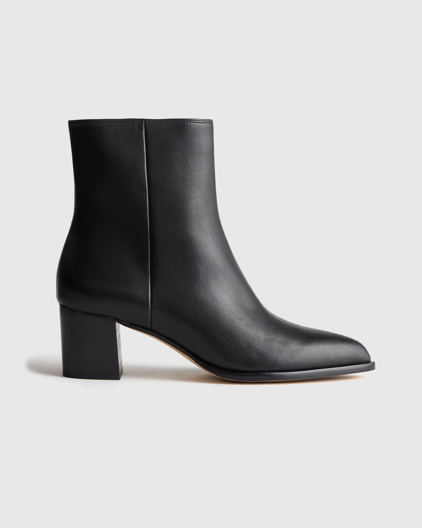 Italian Leather Heeled Ankle Boot in Black
