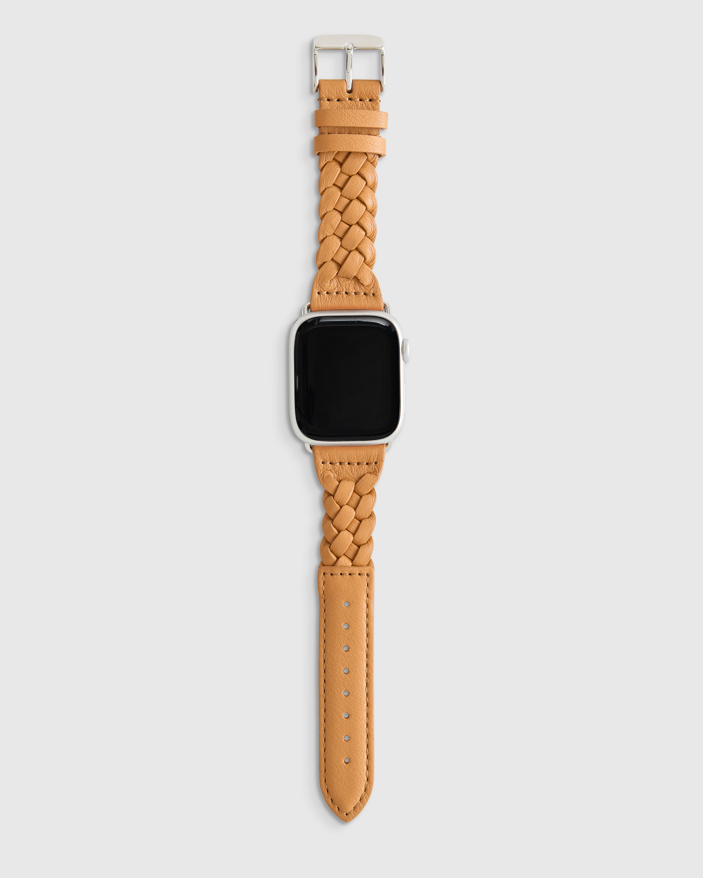 Brown Grain Leather Strap Band Gold Jewelry Apple Watch Series 7 Women Bracelet Brown Grain Leather Apple Watch Band: Rose Gold Accent  main image 2