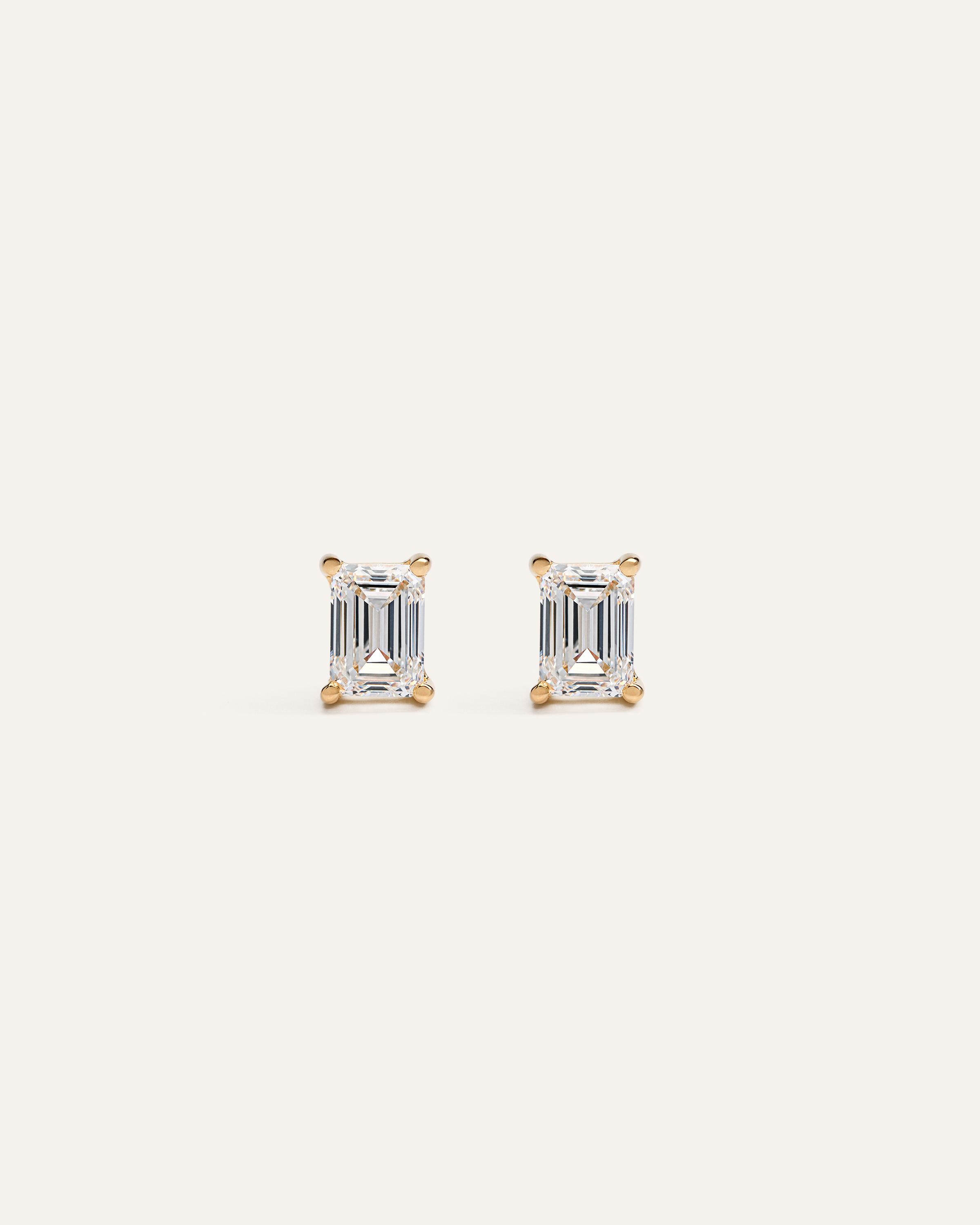Yellow Gold 14K Gold Lab Grown Diamond Emerald Solitaire Studs