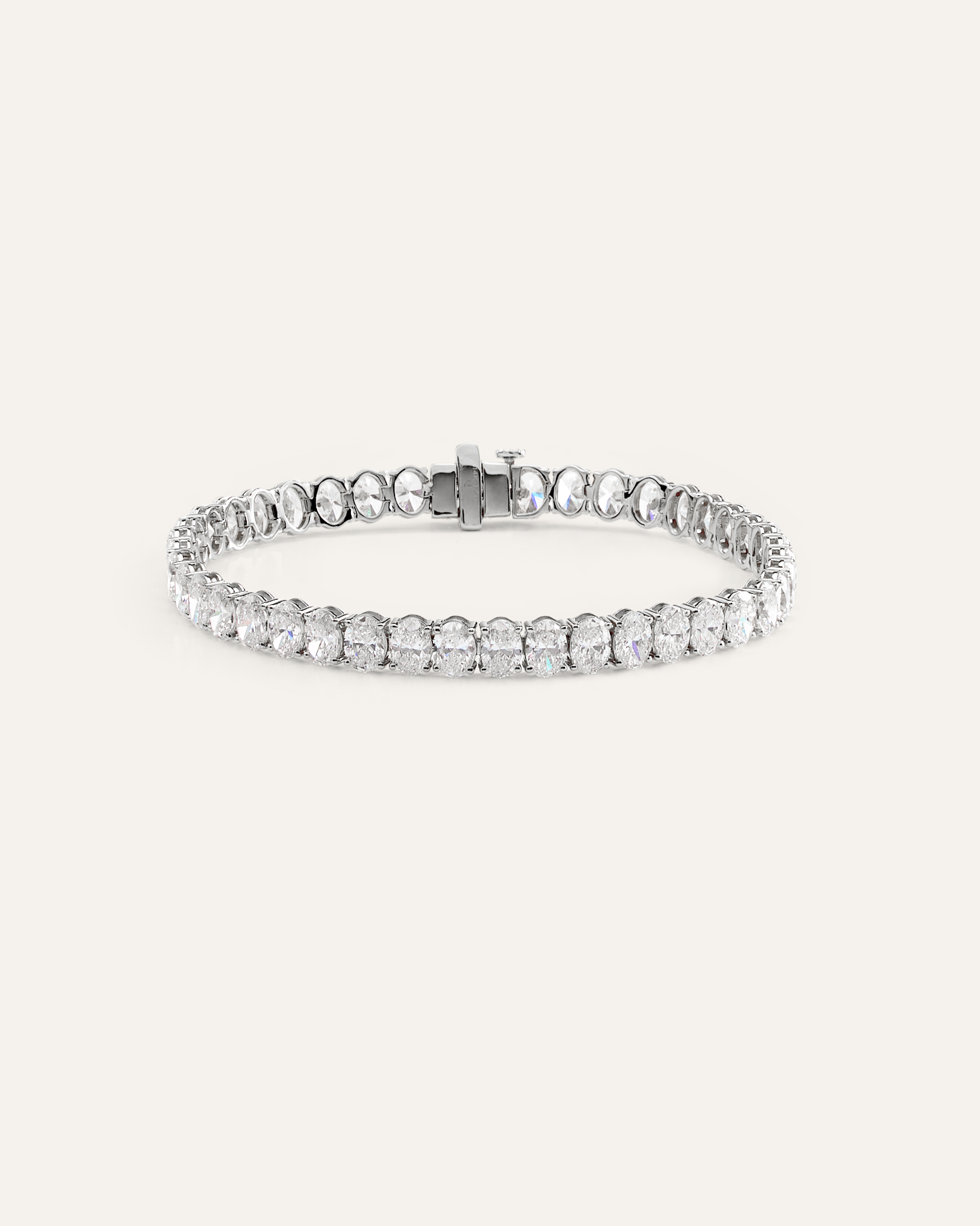 White Gold 14K Gold Lab Grown Diamond North-South Oval Tennis Bracelet - 15ctw