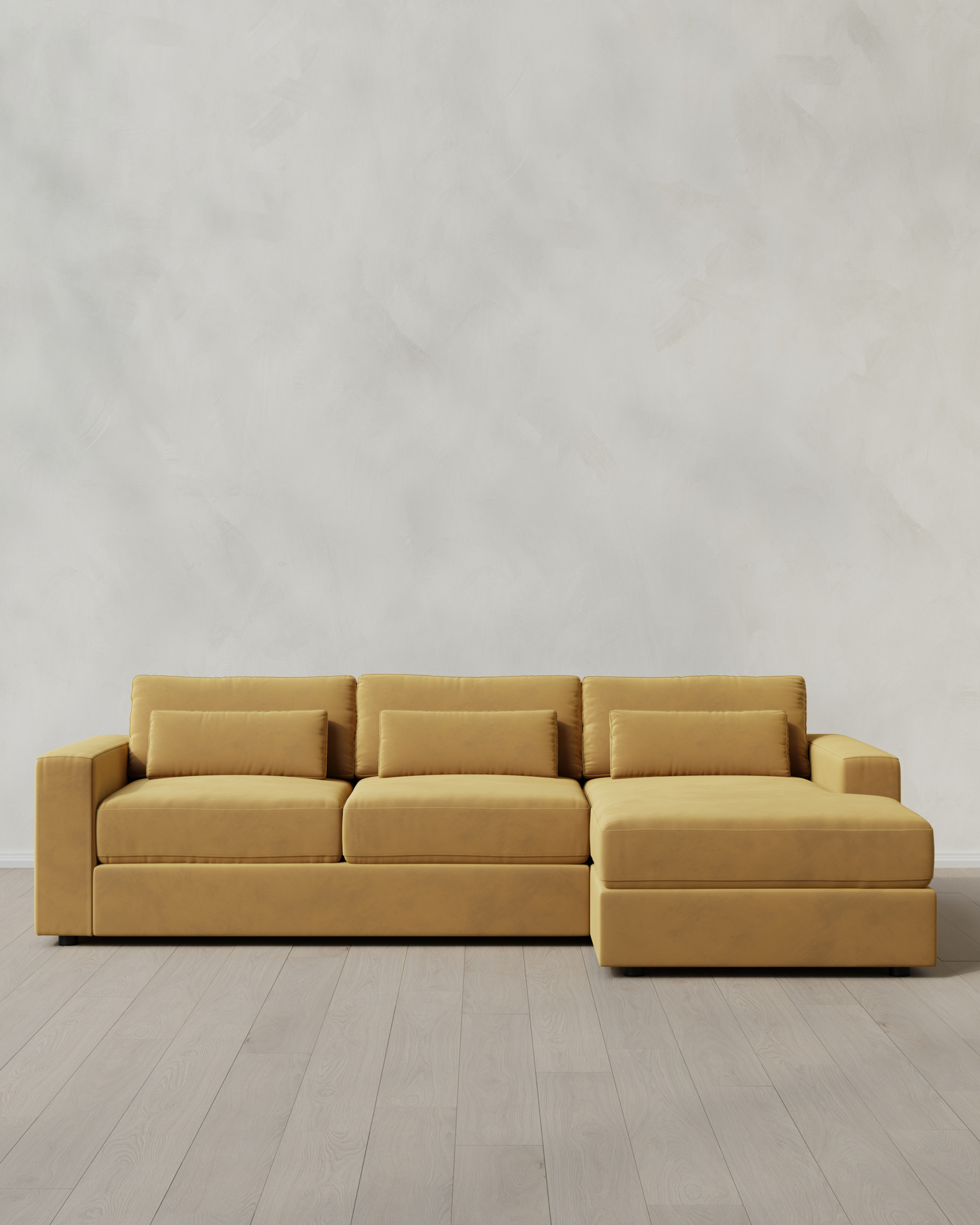 Caramel Ashford Deep Seat Chaise Sectional in Performance Velvet