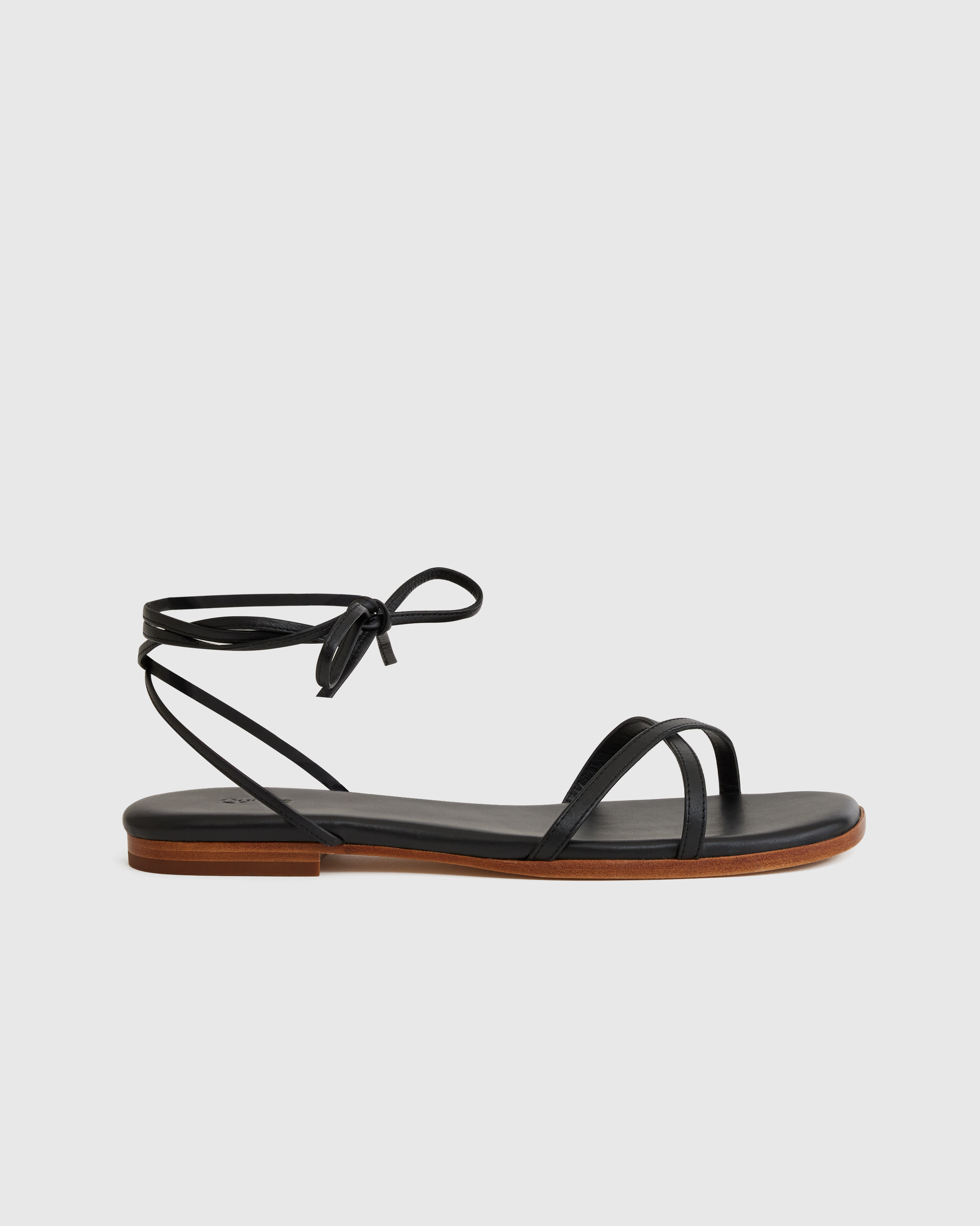 Black 100% Leather Wrap Sandal