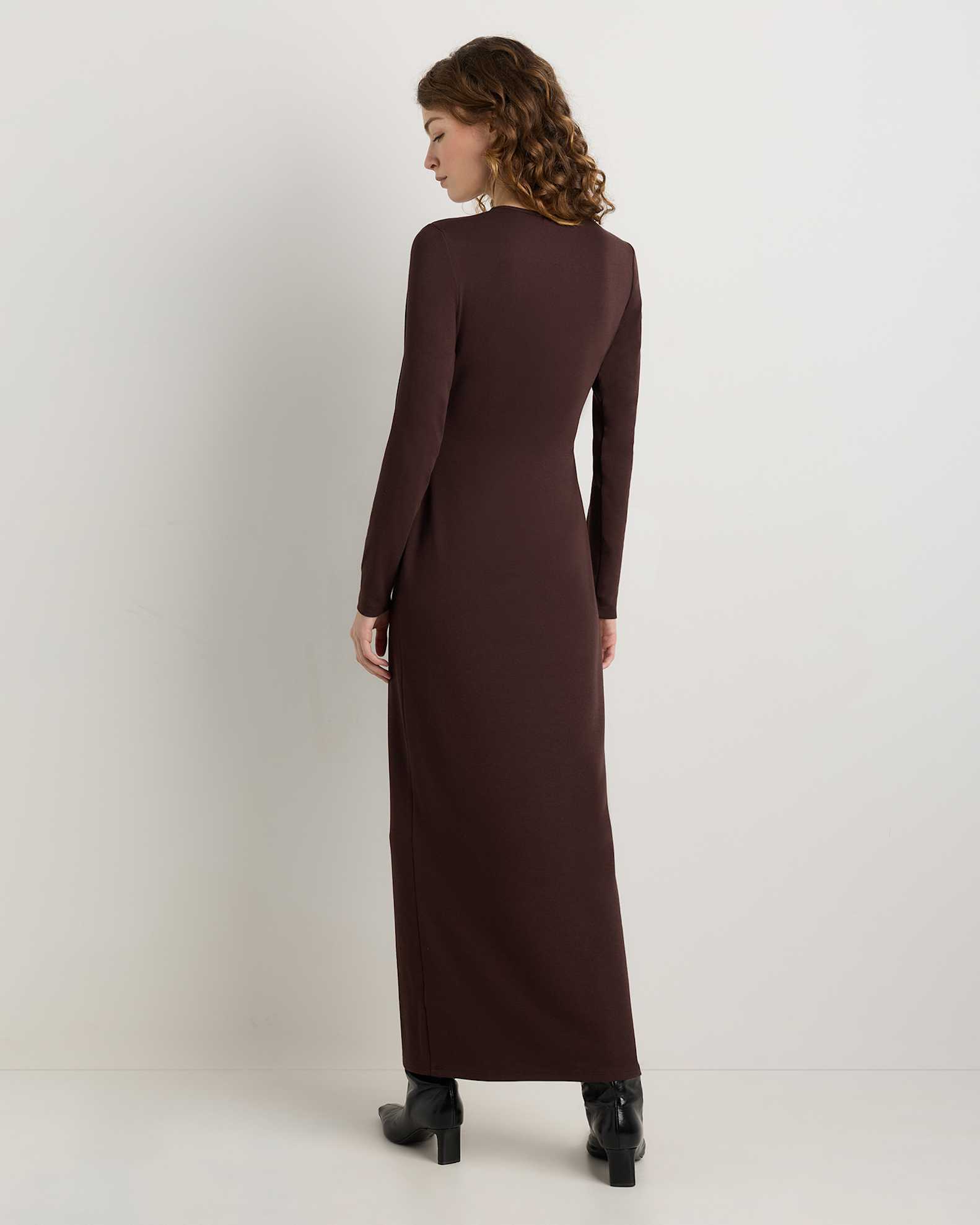 Long Sleeve Knit Maxi Dress in Coffee Bean Brown Long Sleeve Knit Maxi Dress in Coffee Bean Brown