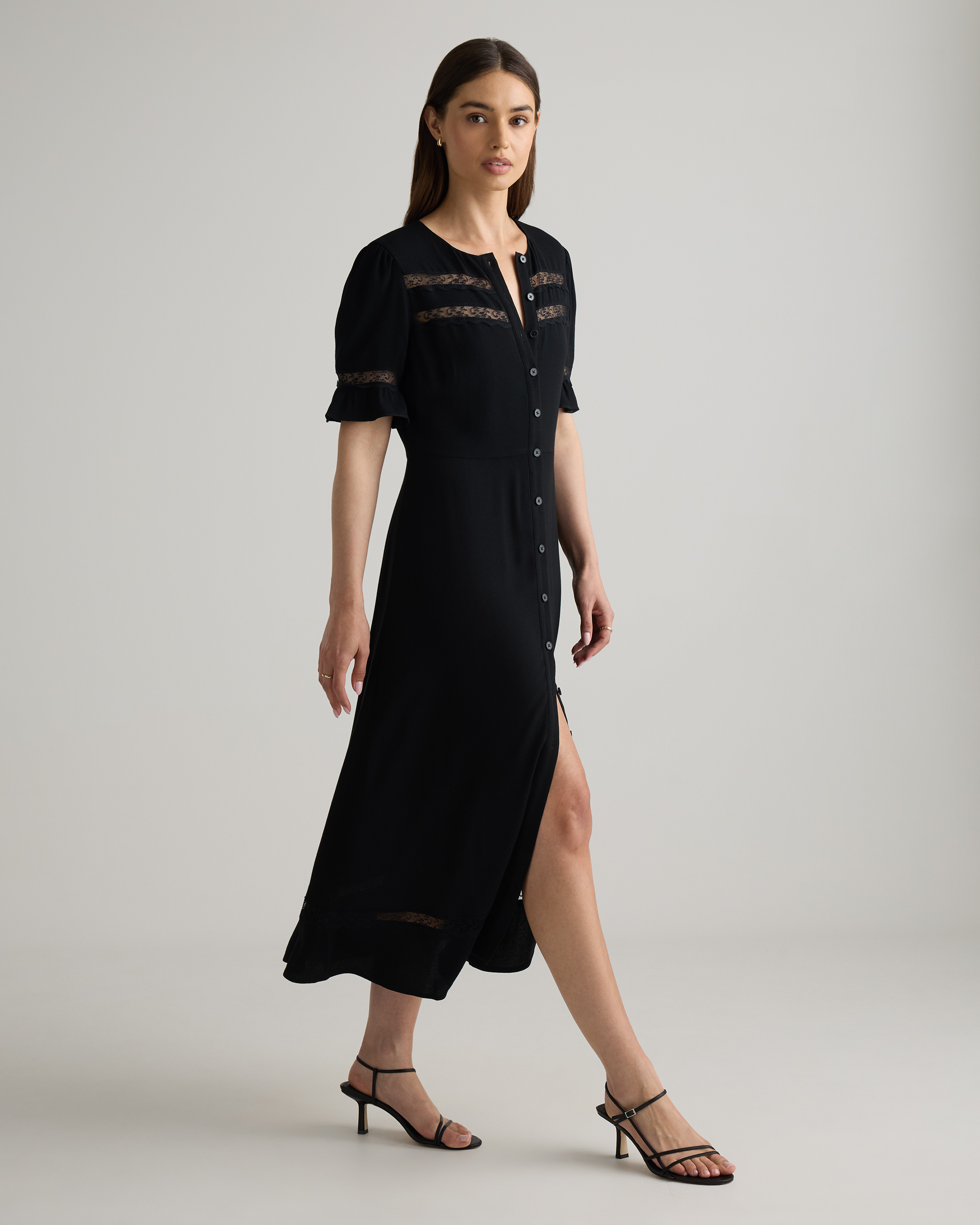 knee length dresses for ladies Better Believe Lace Insert Maxi Dress Black main image 0
