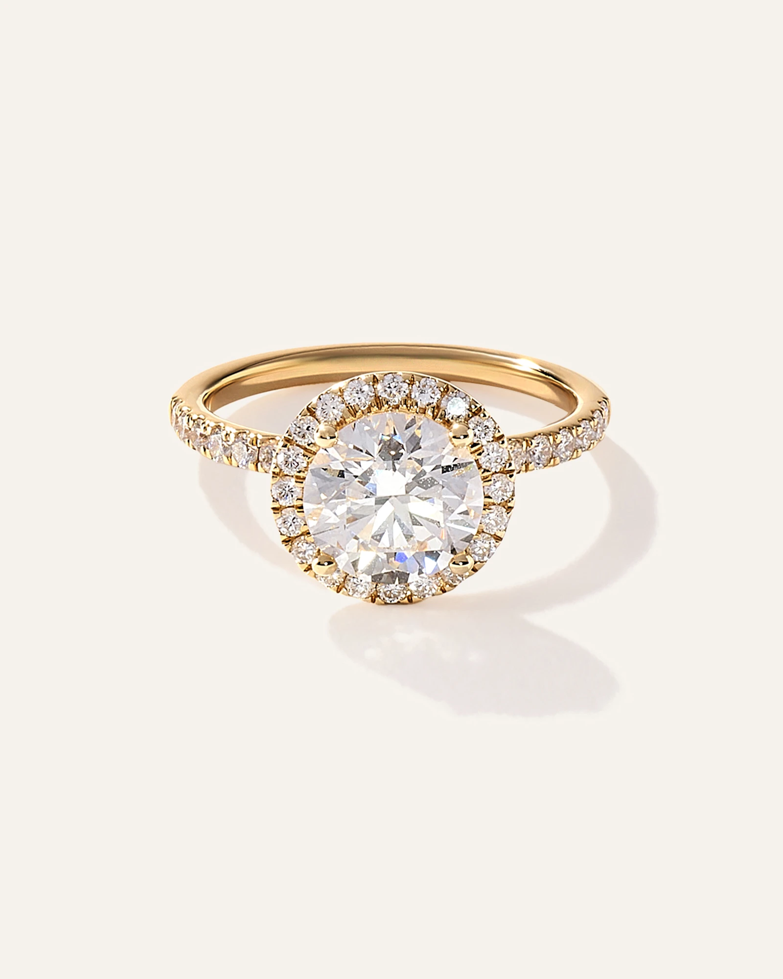 Lab Grown Diamond Round Halo Pave Engagement Ring