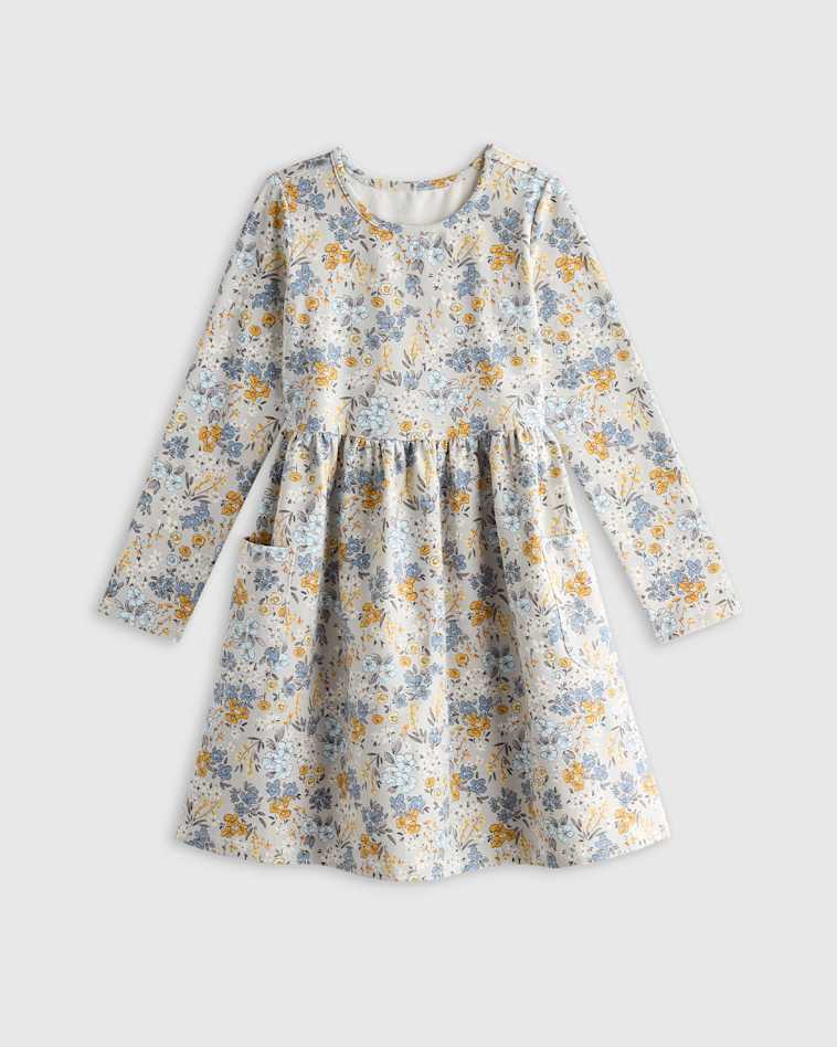 Long Sleeve Skater Dress in Floral, Size 8, Organic Cotton by Quince - Kid's Long Sleeve Skater Dress in Floral, Size 8, Organic Cotton by Quince - Kid's