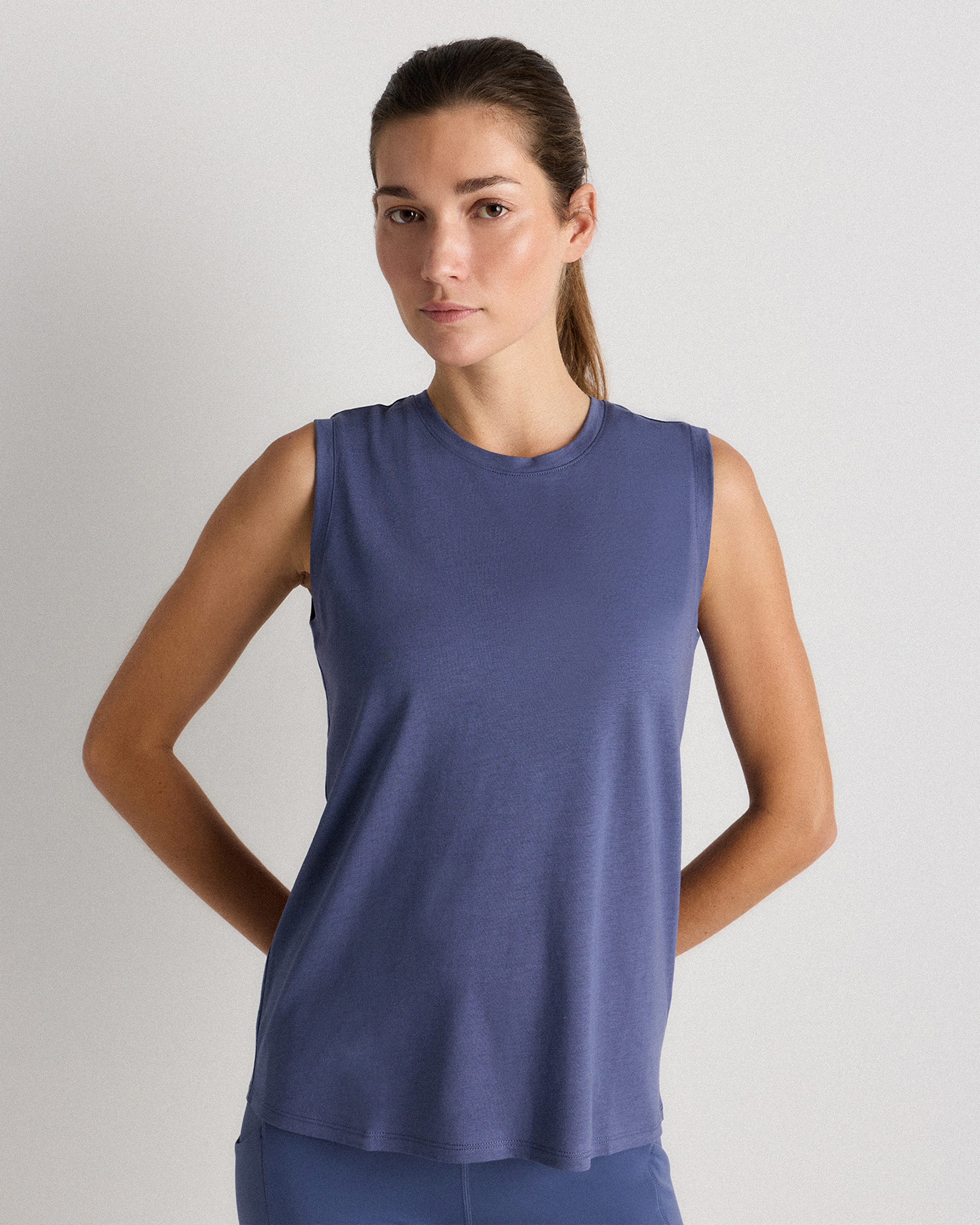 Storm Blue Cotton Modal Muscle Tank