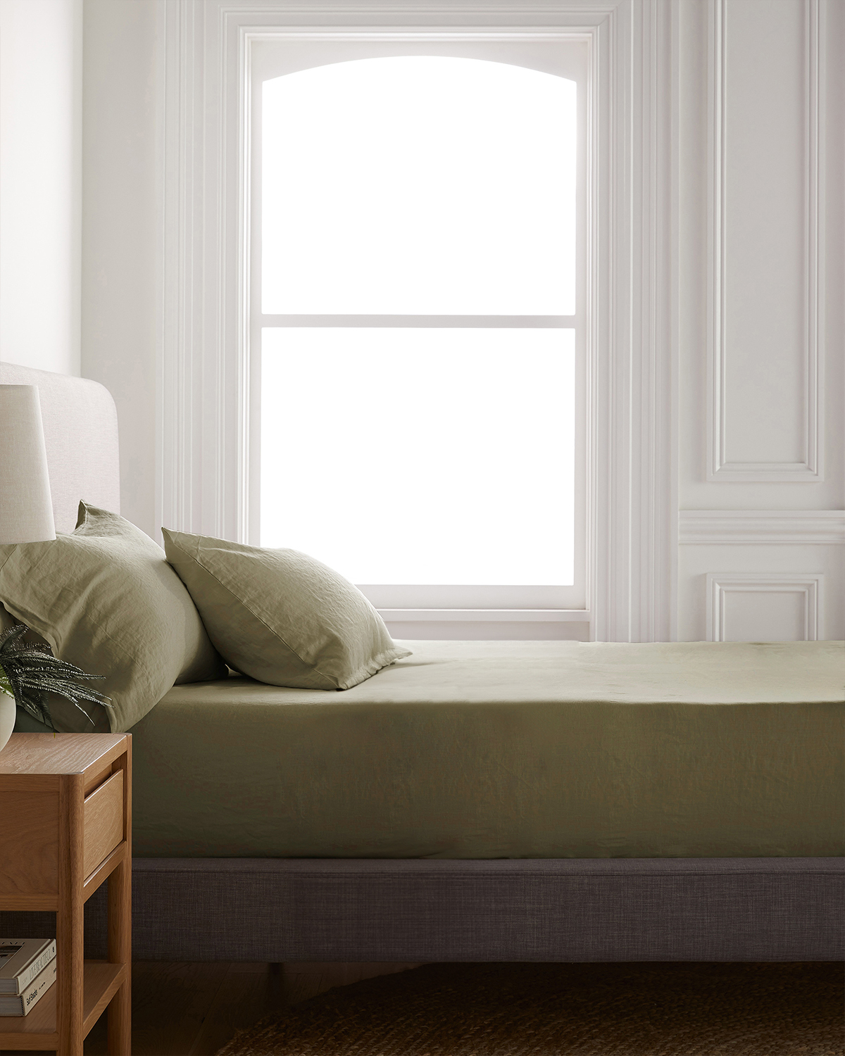 European Linen Fitted Sheet Set— size: king, color: dusty olive