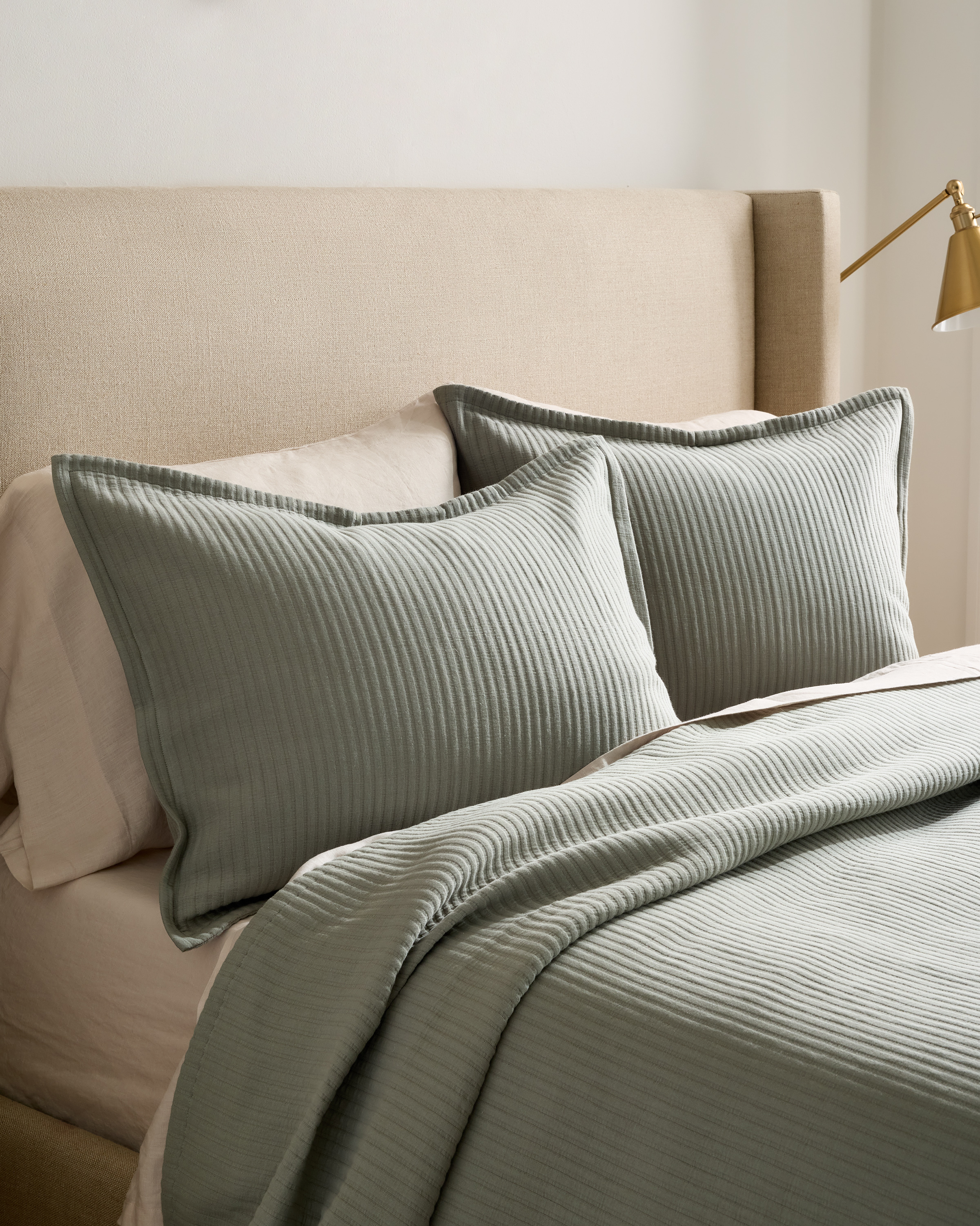 Dried Sage Organic Cotton Matelasse Sham Set