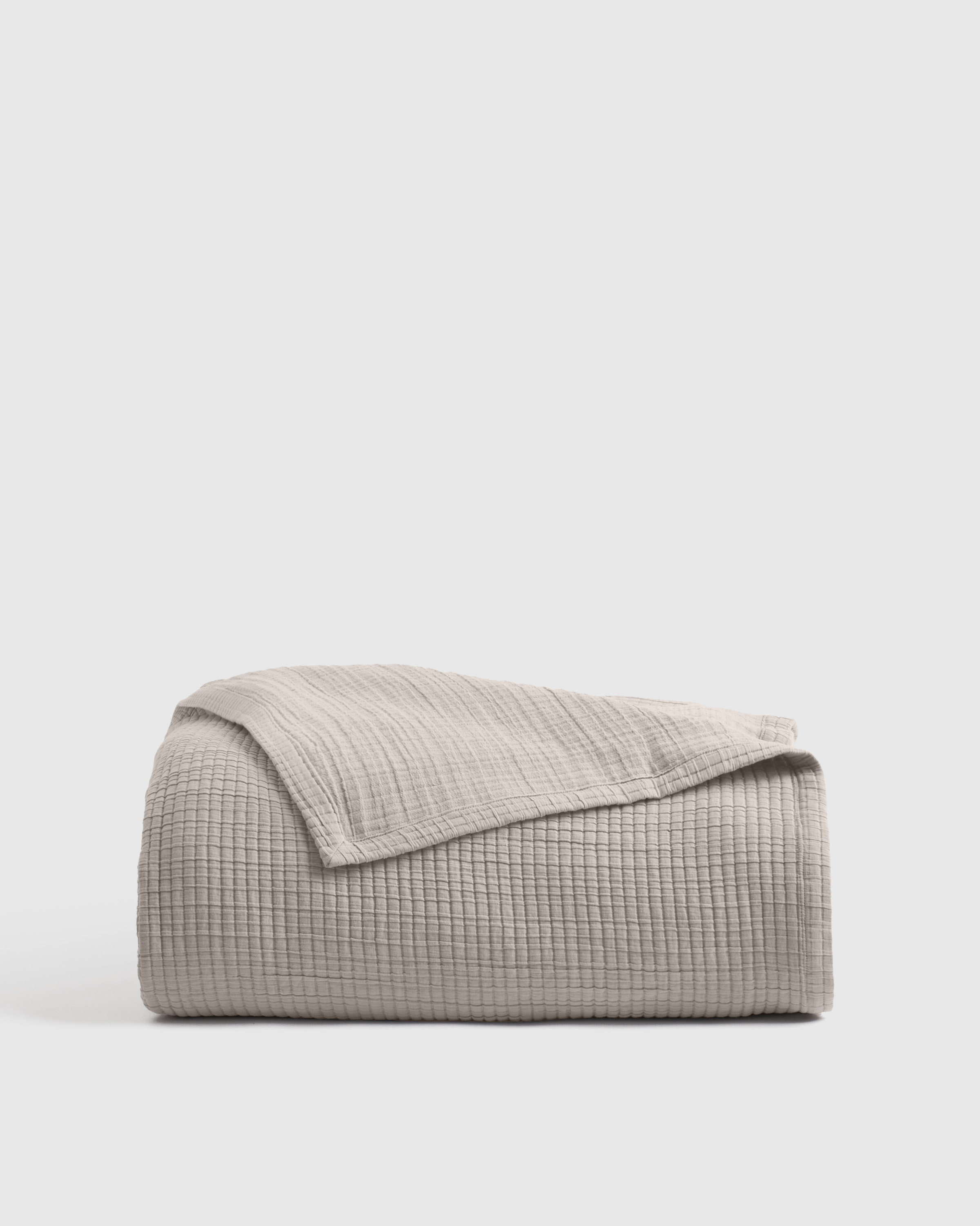Sand Organic Ribbed Cotton Coverlet
