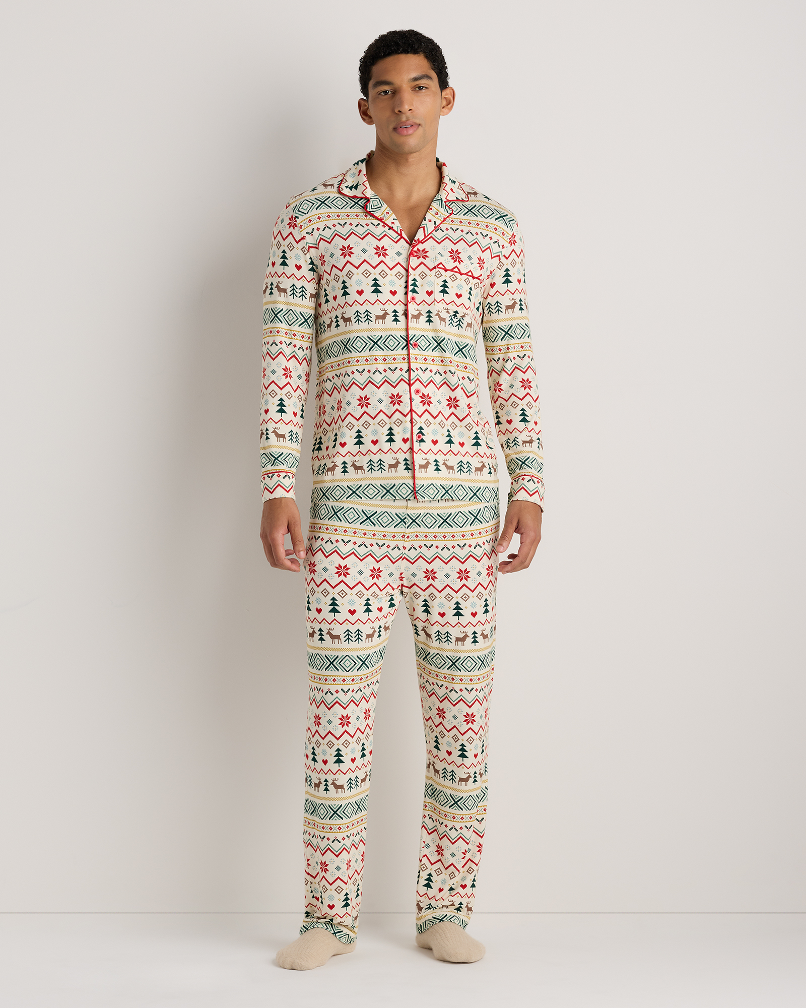 Fairisle Scene Bamboo Jersey Long Sleeve Pajama Set