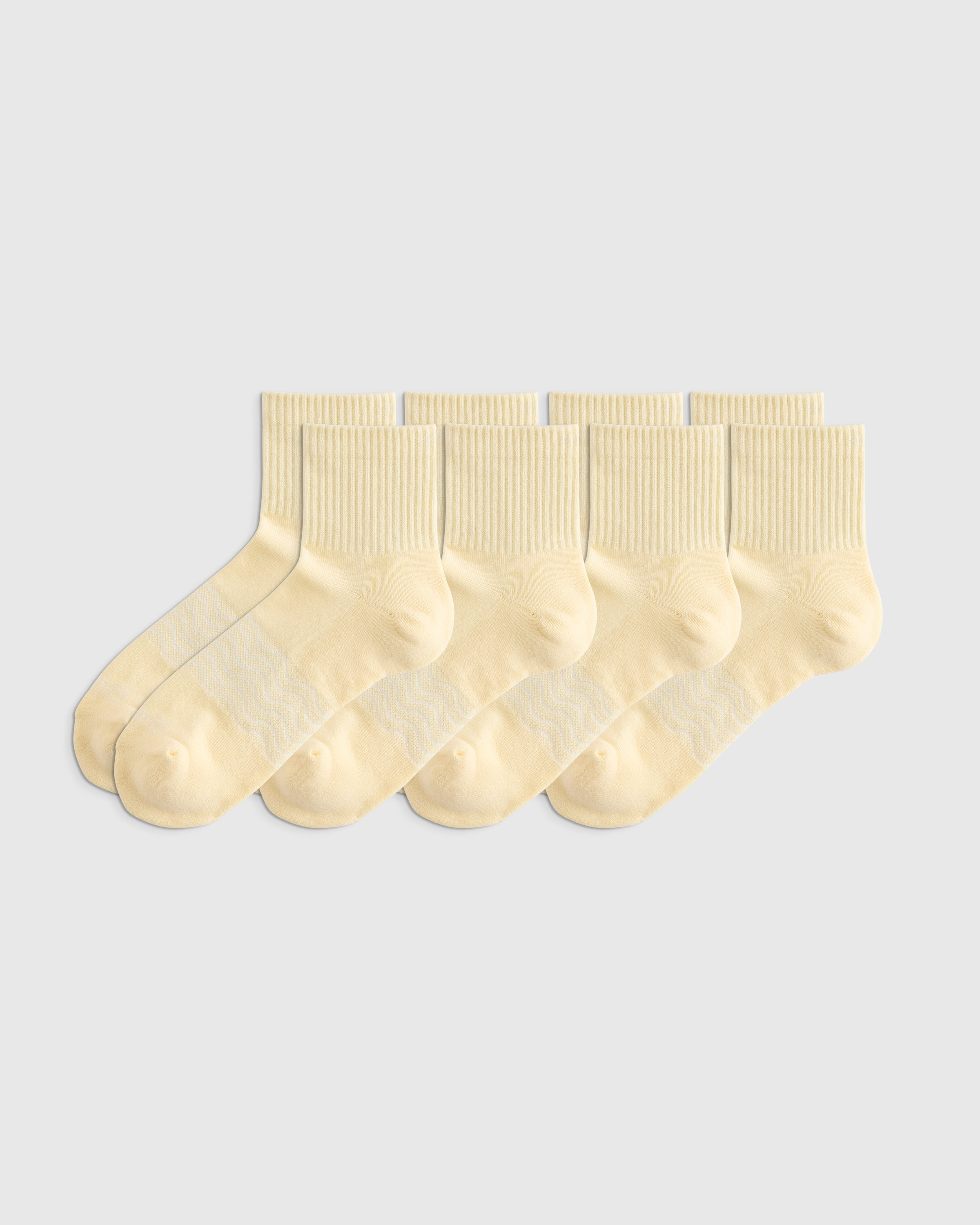 Pale Custard Yellow Everyday Cotton Solid Quarter Socks (4-Pack)
