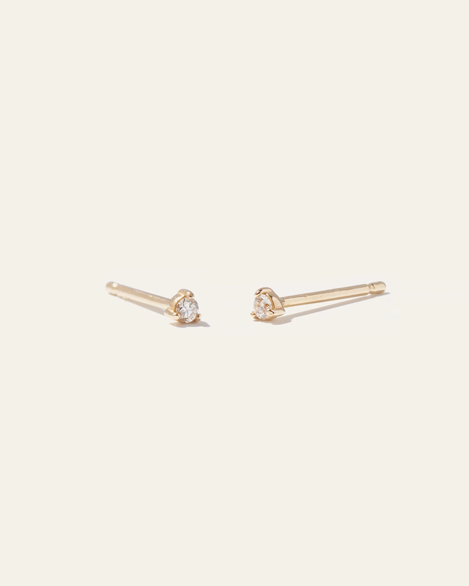14K Gold Diamond Tiny Studs - Yellow Gold