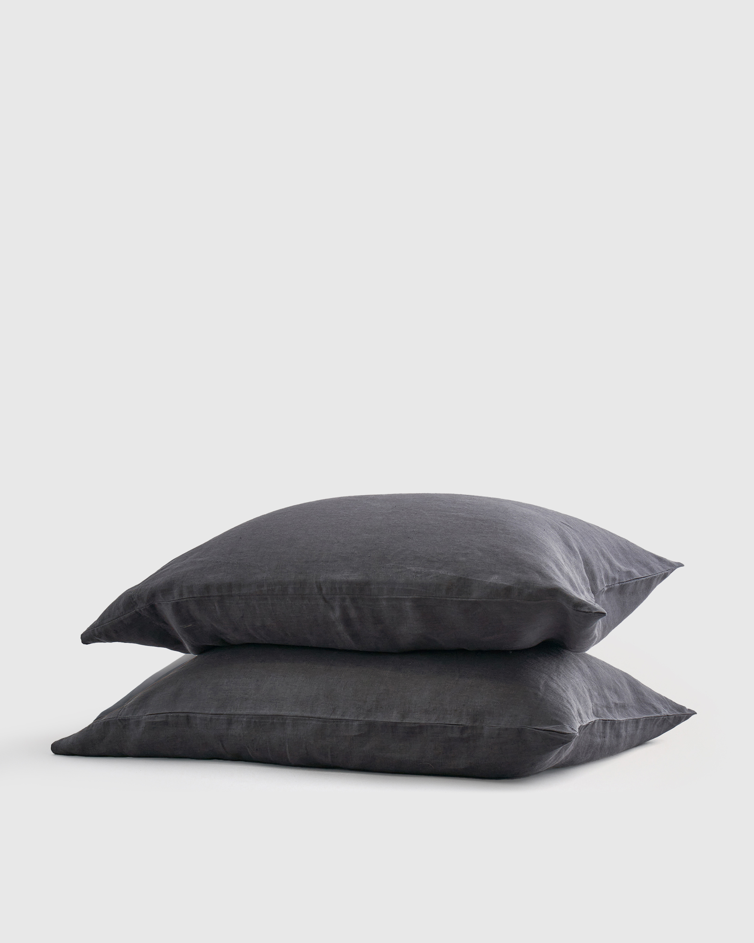 Charcoal European Linen Pillowcase Set