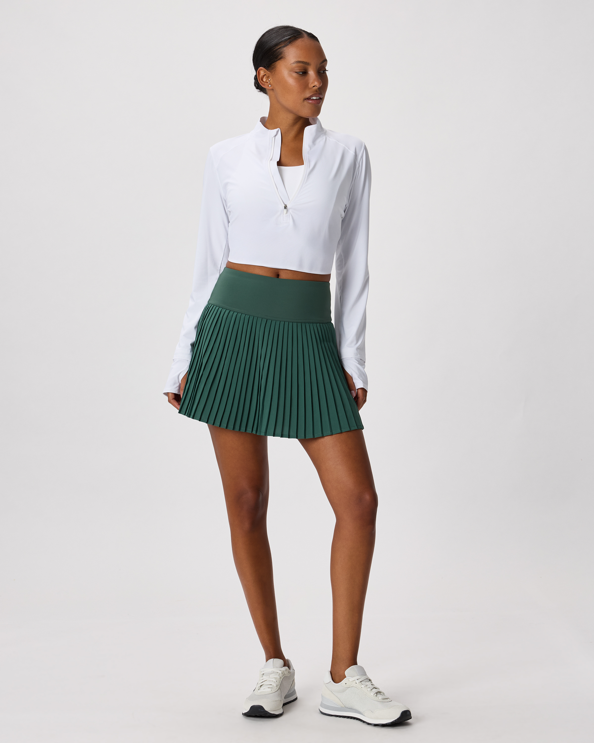 Court Sport Pleated Skirt in Big Sur Green