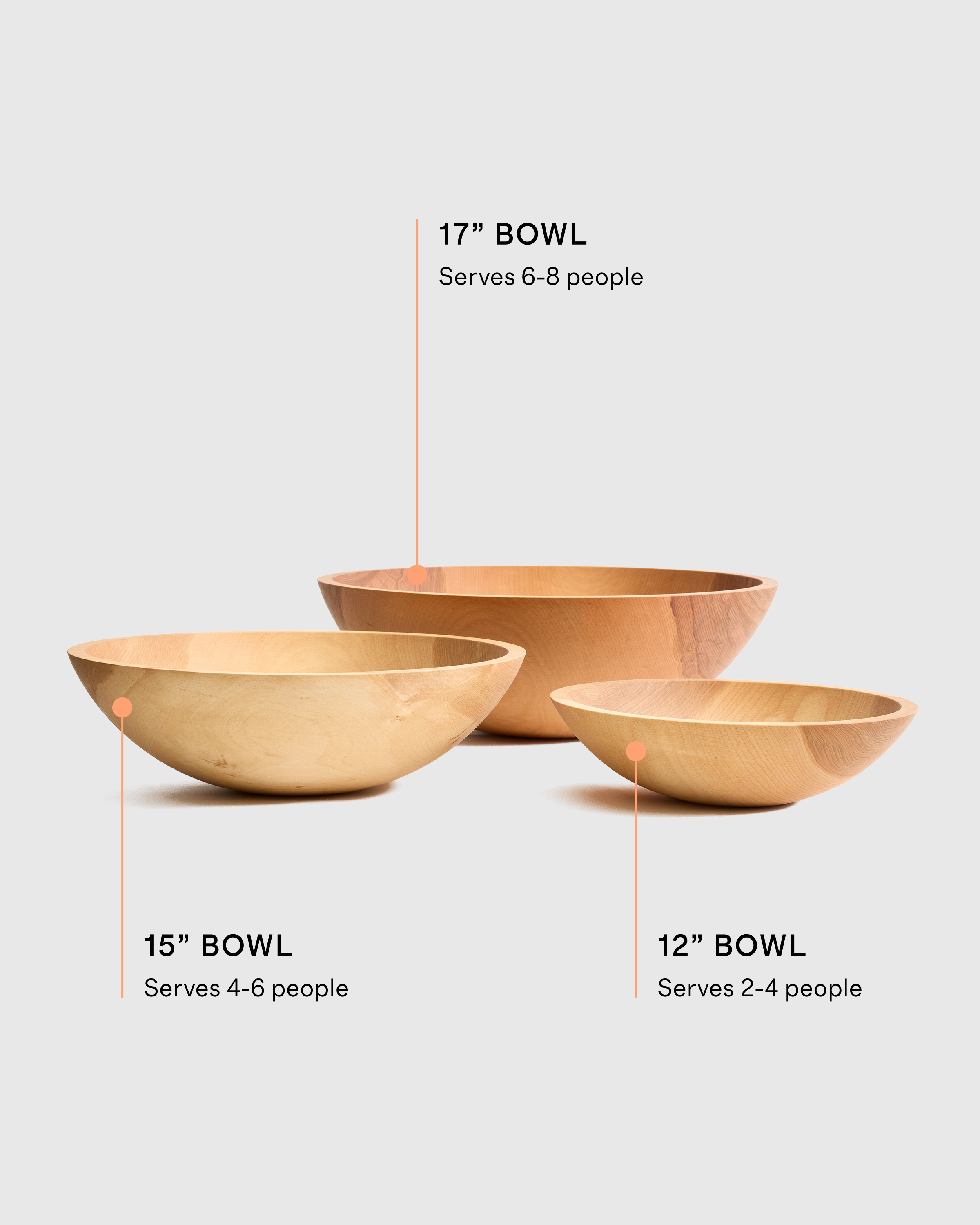 Handcrafted Wooden Serving Bowl, Nesting Set of 3 - Thumbnail 2