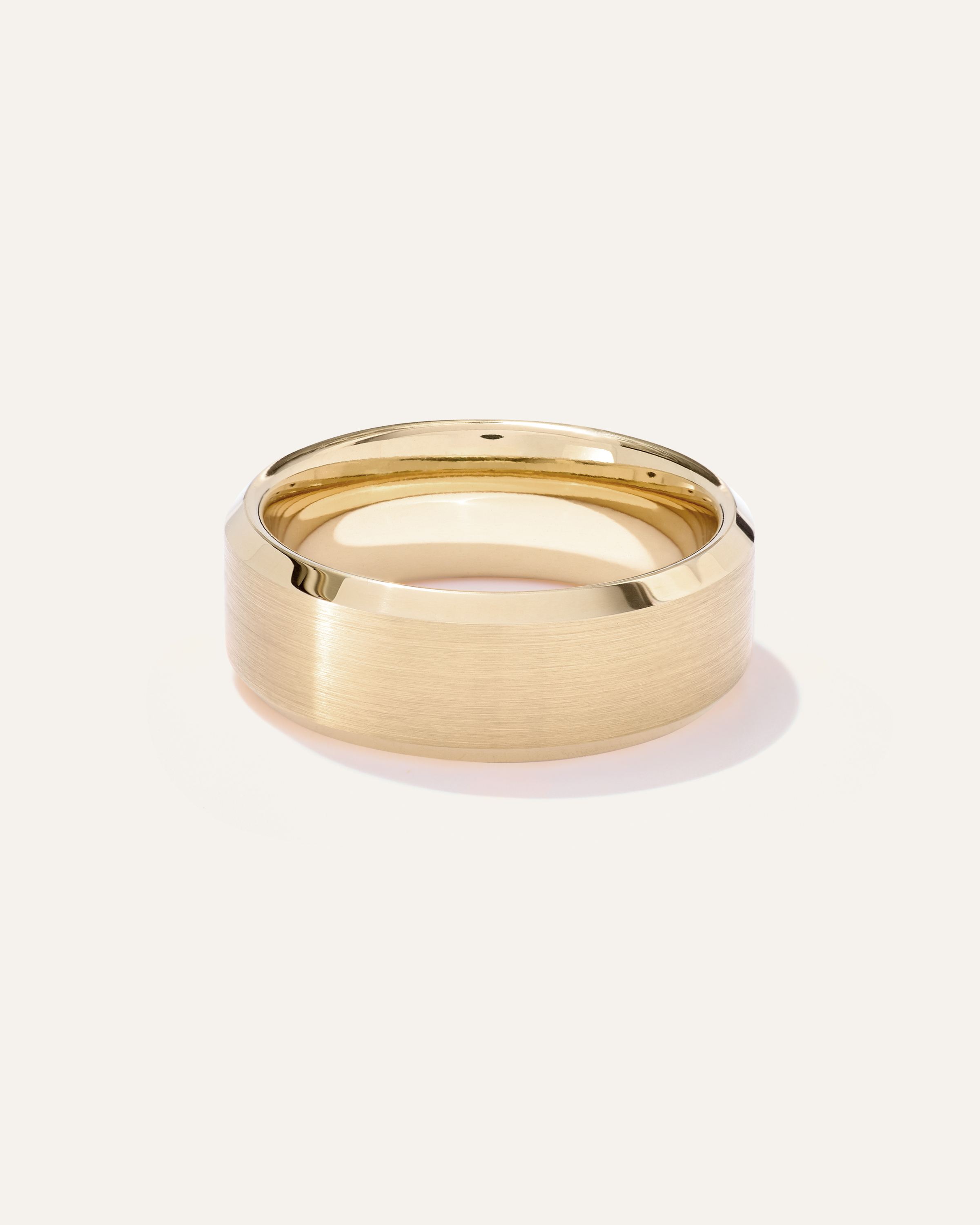 Quince Men's Tungsten Carbide Brushed Beveled Edge Band Rings