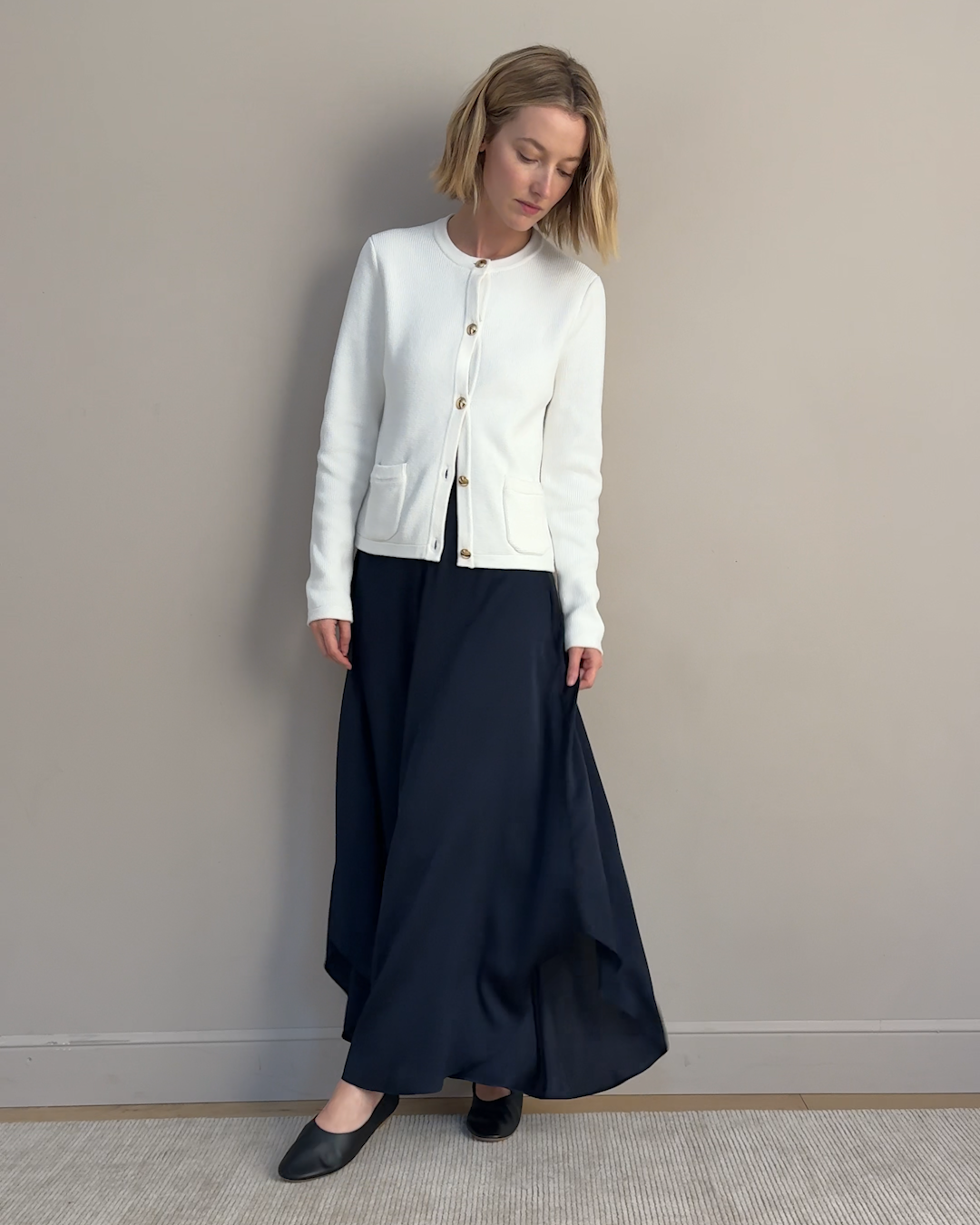Women-s Washable Stretch Silk Palazzo Pants Navy IH Model 4x5