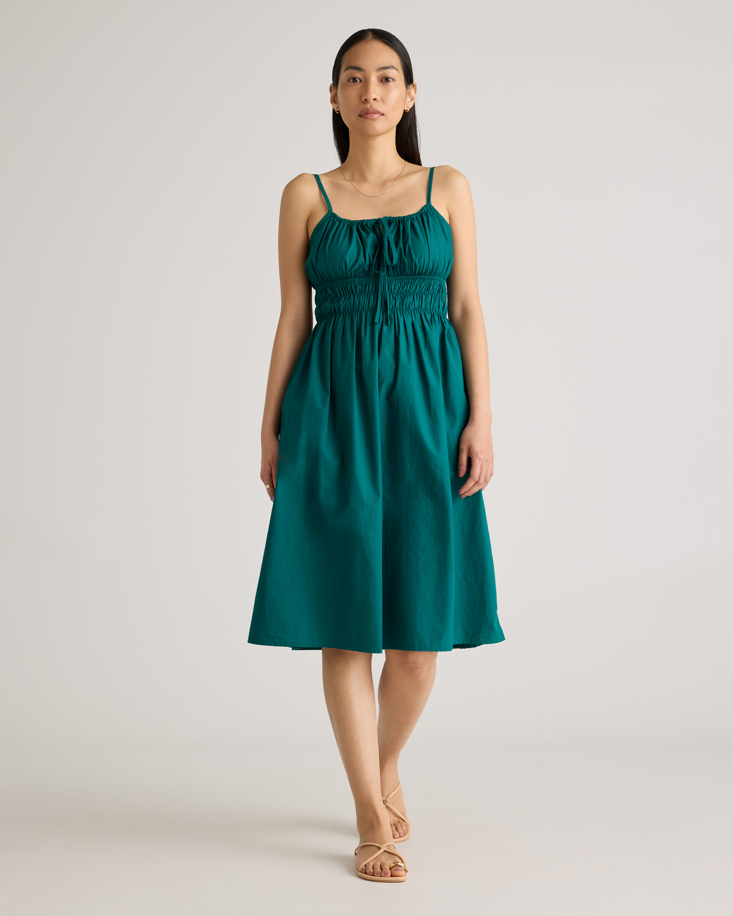 Garden Green 100% Organic Cotton Keyhole Midi Dress