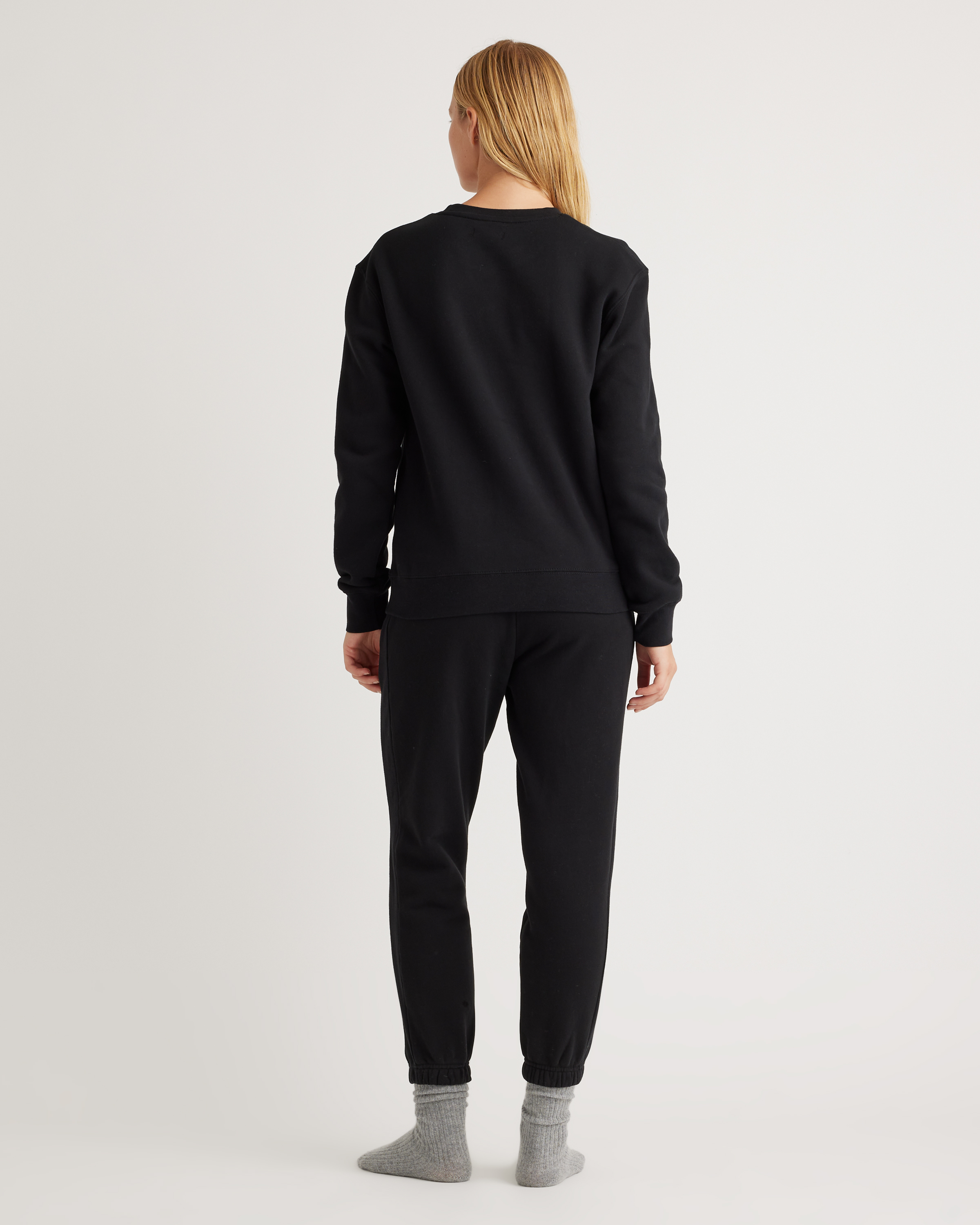 Organic Heavyweight Fleece Boyfriend Crew in Black