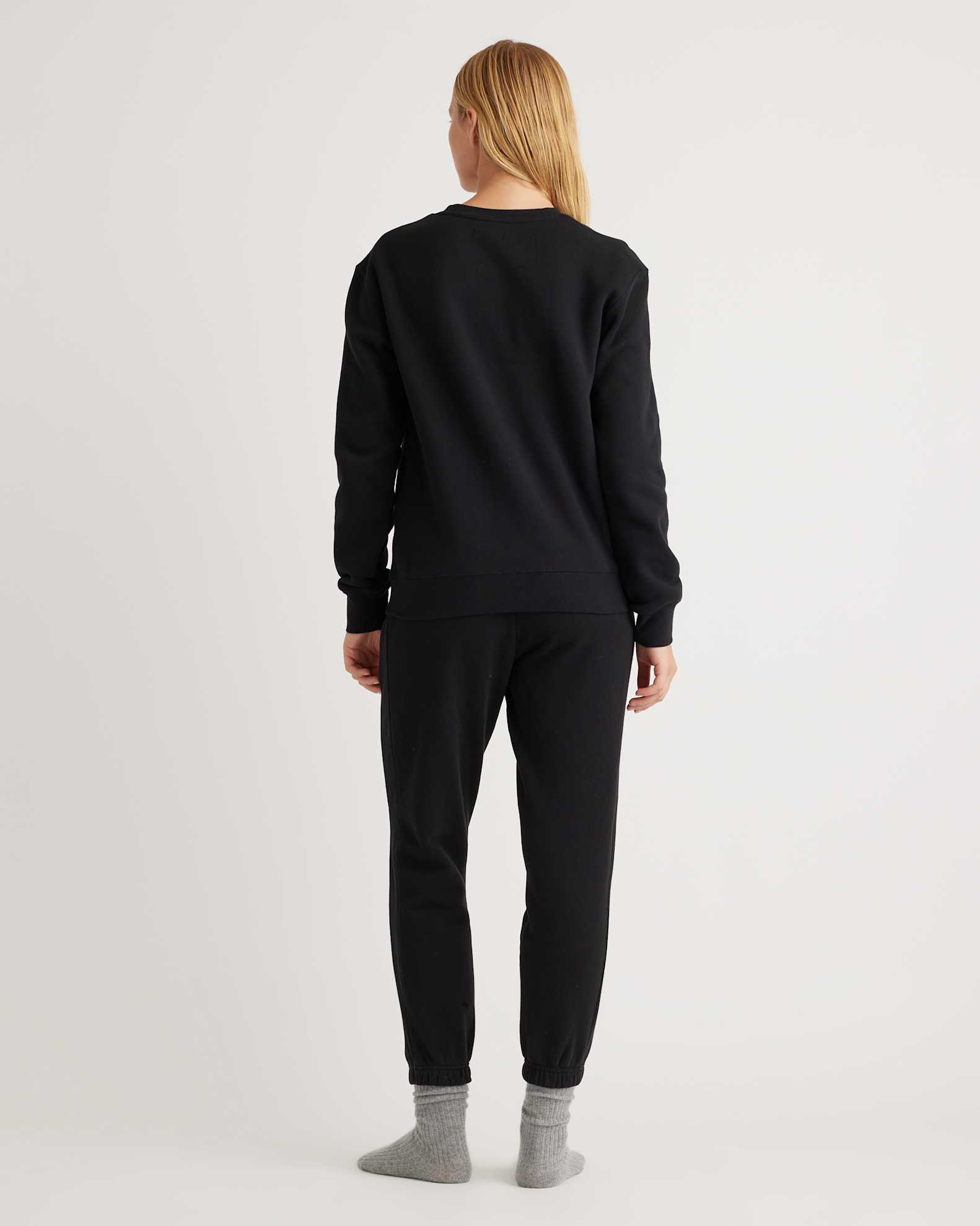 Organic Heavyweight Fleece Boyfriend Crew in Black