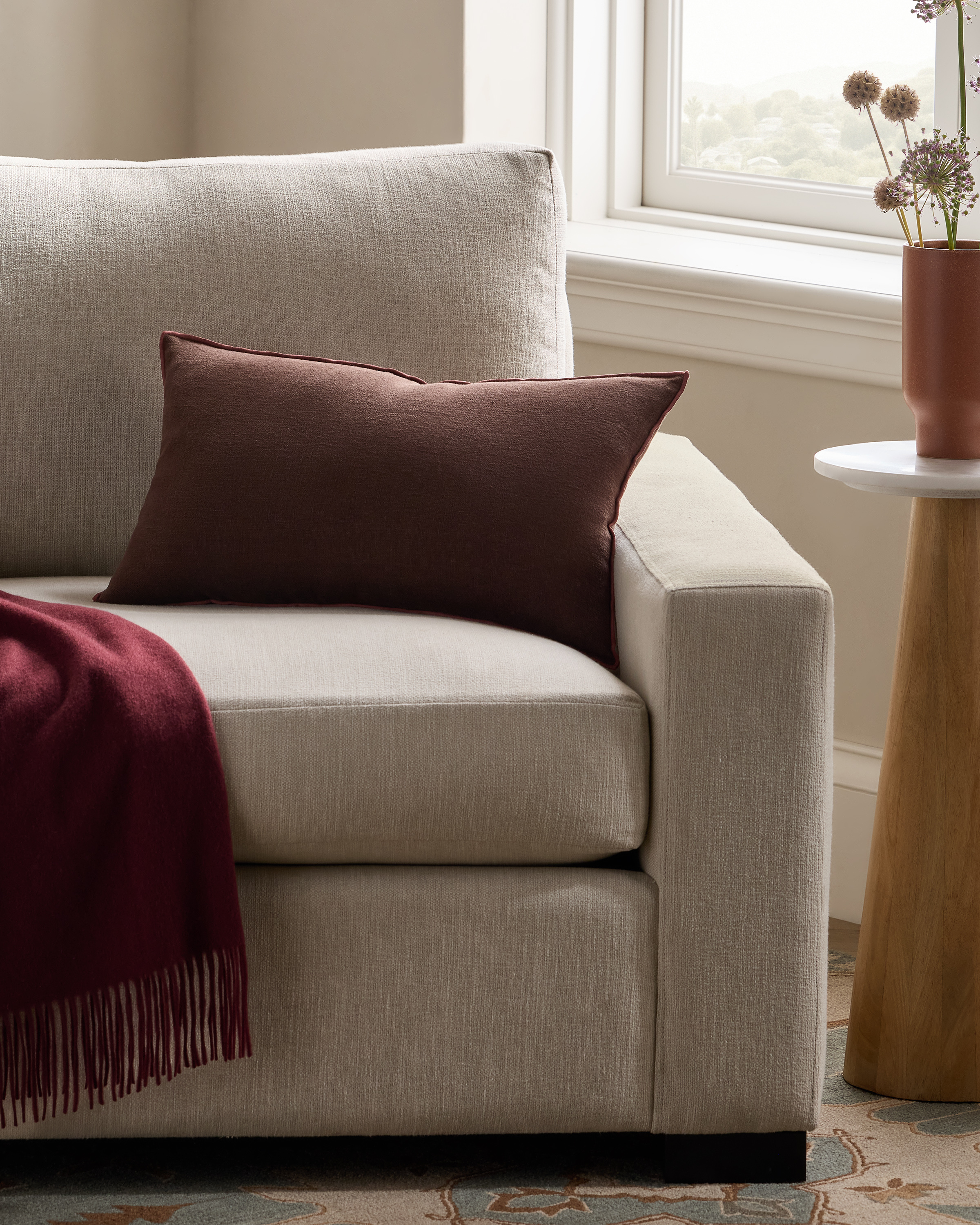 Chocolate/Wine Contrast European Linen Pillow Cover