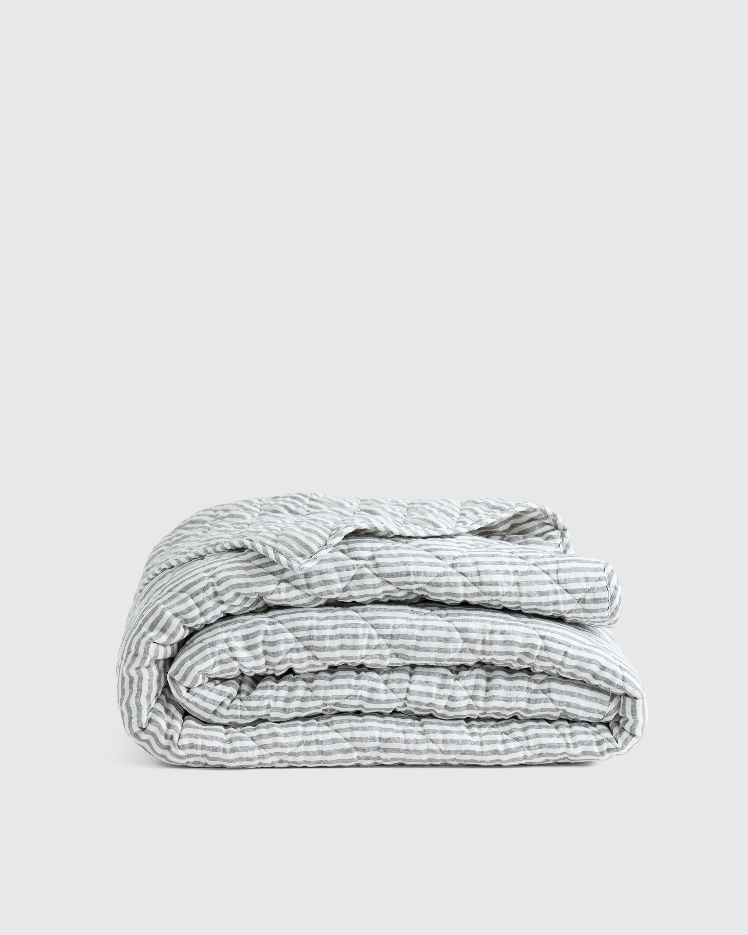 Grey/White Stripe European Linen Stripe Quilt 