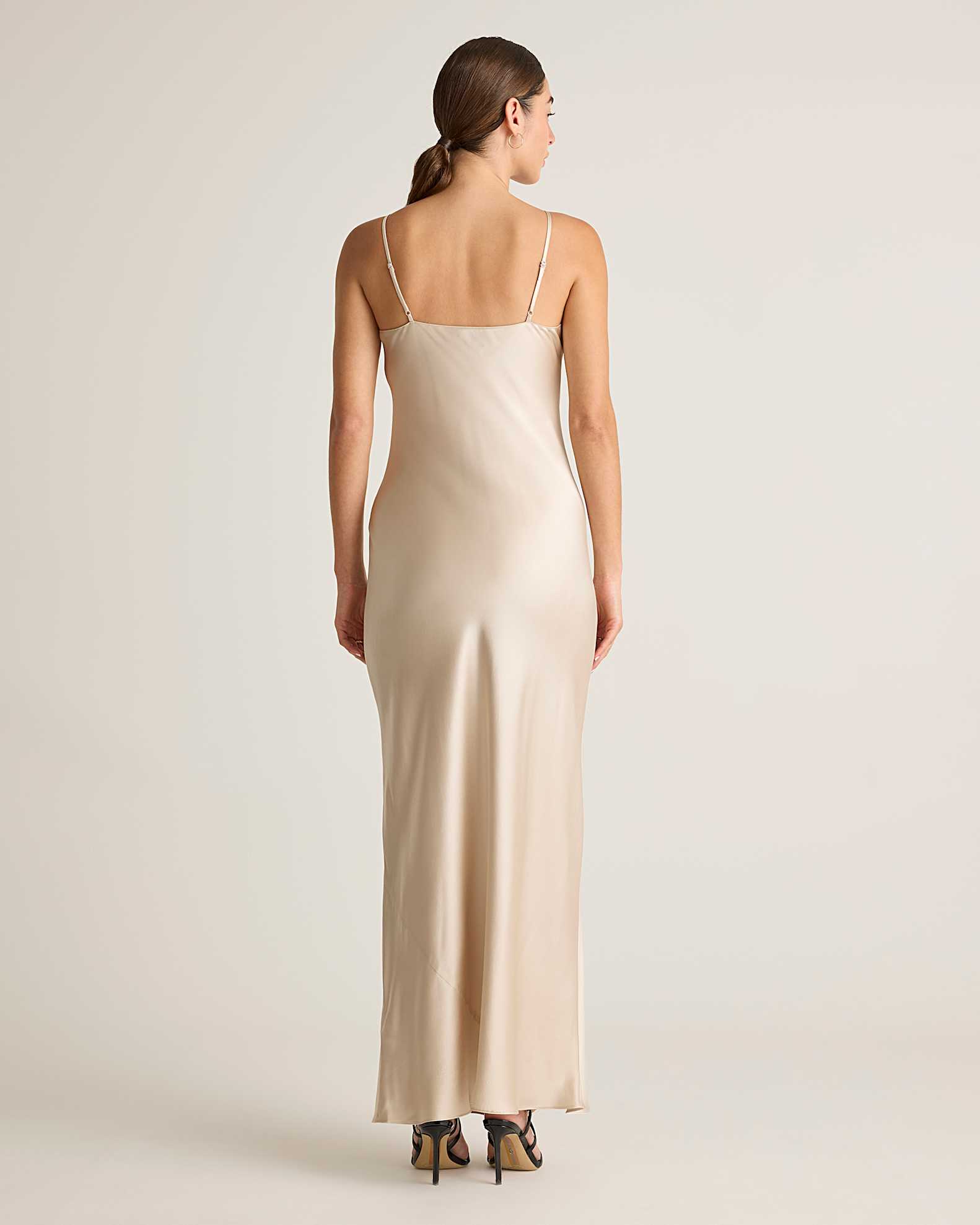 100% Washable Silk Maxi Slip Dress in Champagne 100% Washable Silk Maxi Slip Dress in Champagne