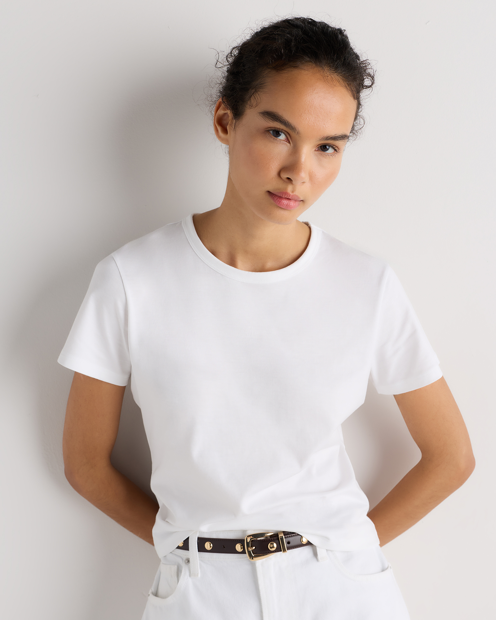 White 100% Pima Cotton Luxe Touch Slim Fit Tee