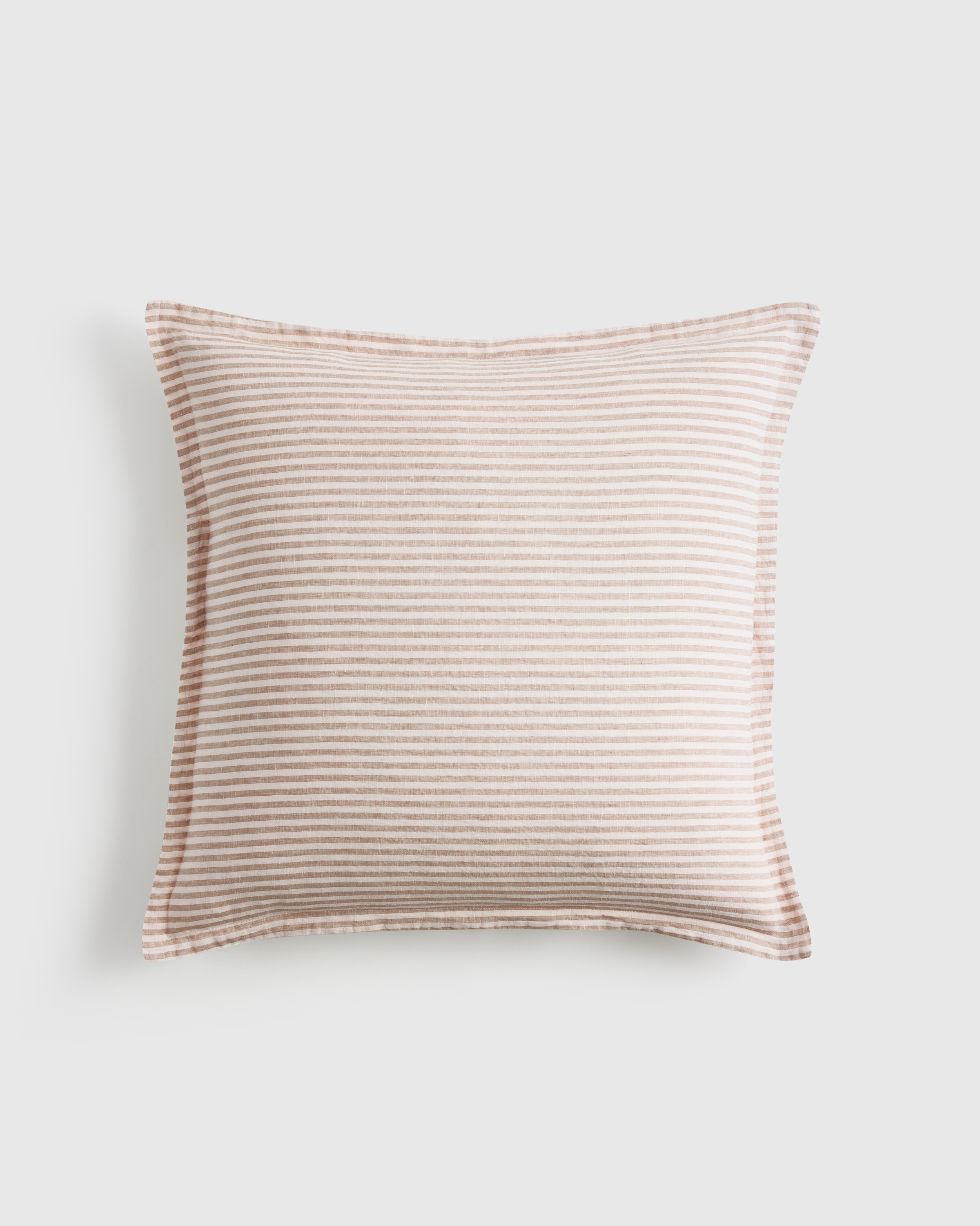 Latte/White Stripe European Linen Euro Sham