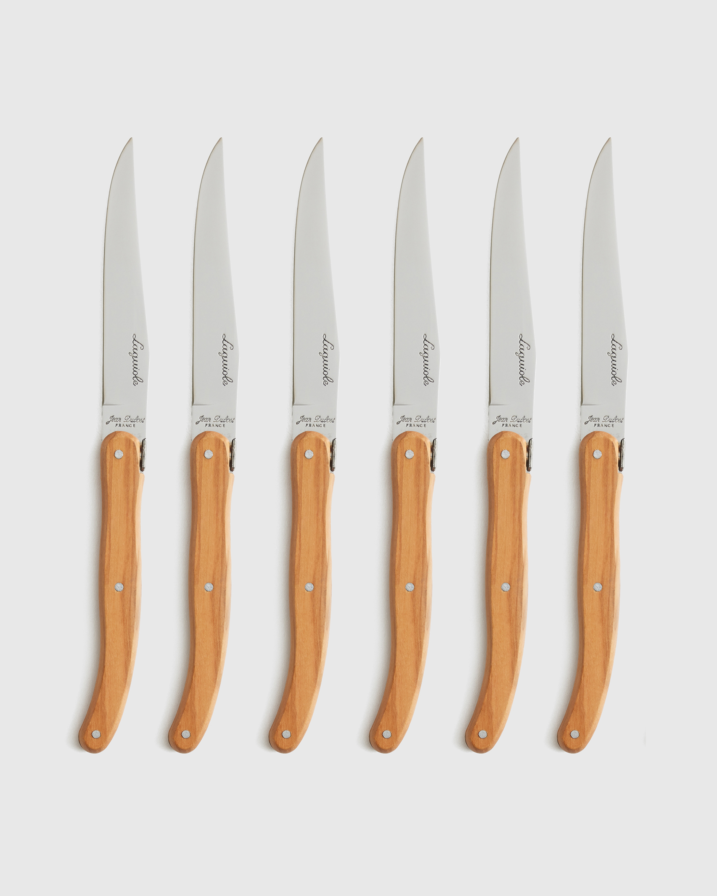 No Color Jean Dubost Laguiole Olivewood Steak Knives (Set of 6)