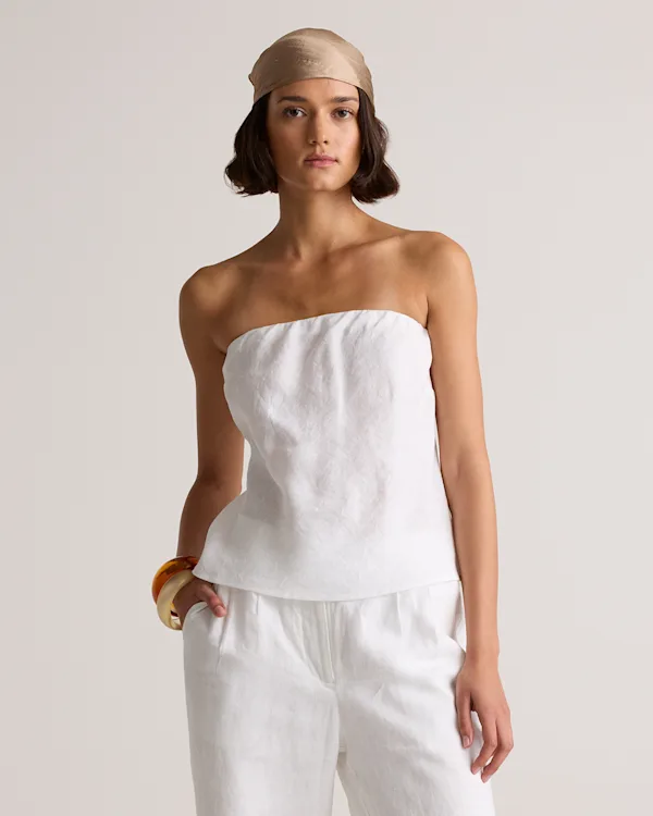 100% European Linen Strapless Top