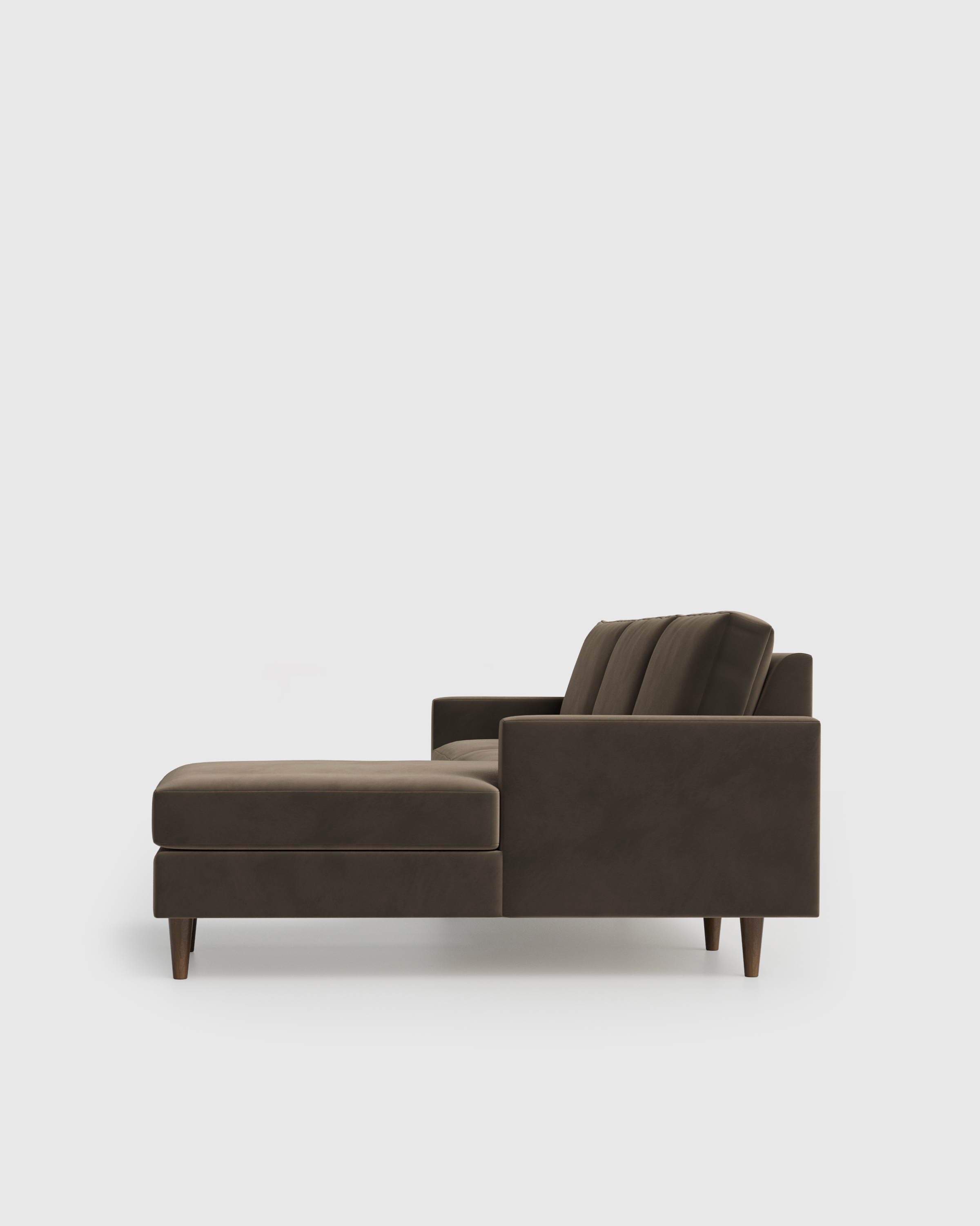 Midcentury Chaise Sectional 106in Right Arm Performance Velvet Sable side