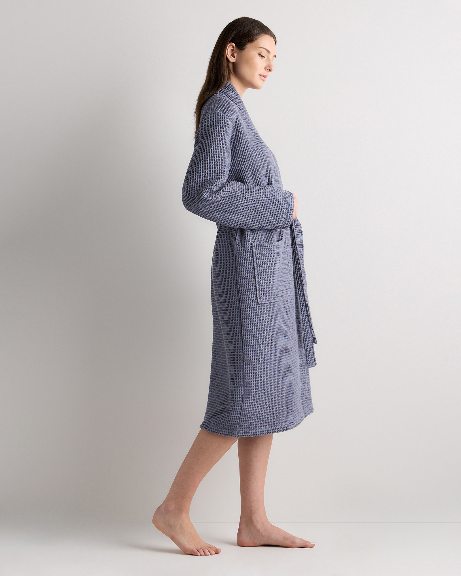 Organic Turkish Waffle Robe in Twilight Blue
