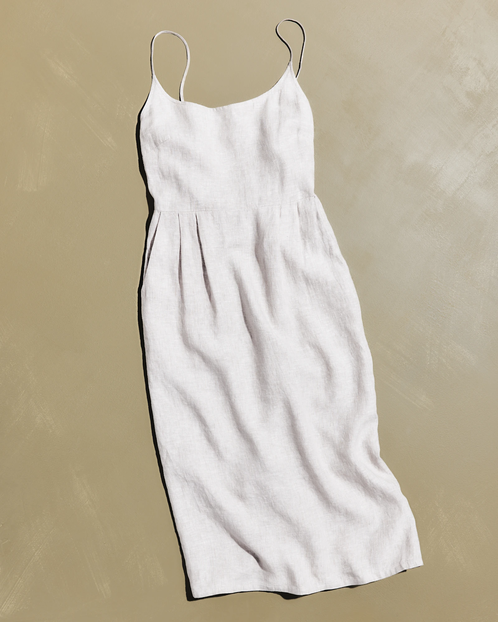 100% European Linen Scoop Neck Midi Dress