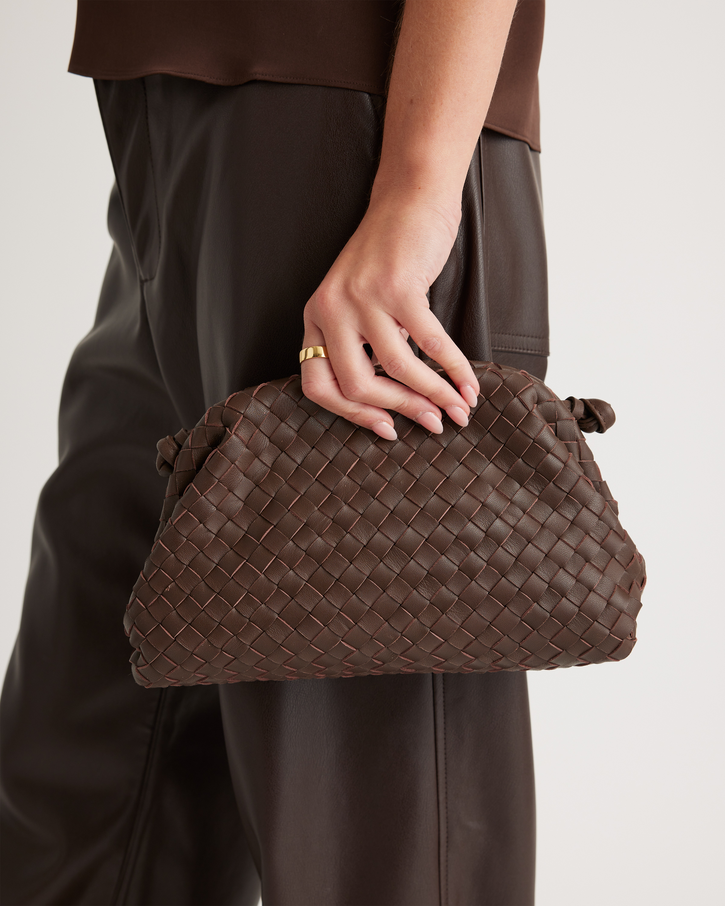 Naomi Handwoven Clutch in Dark Brown