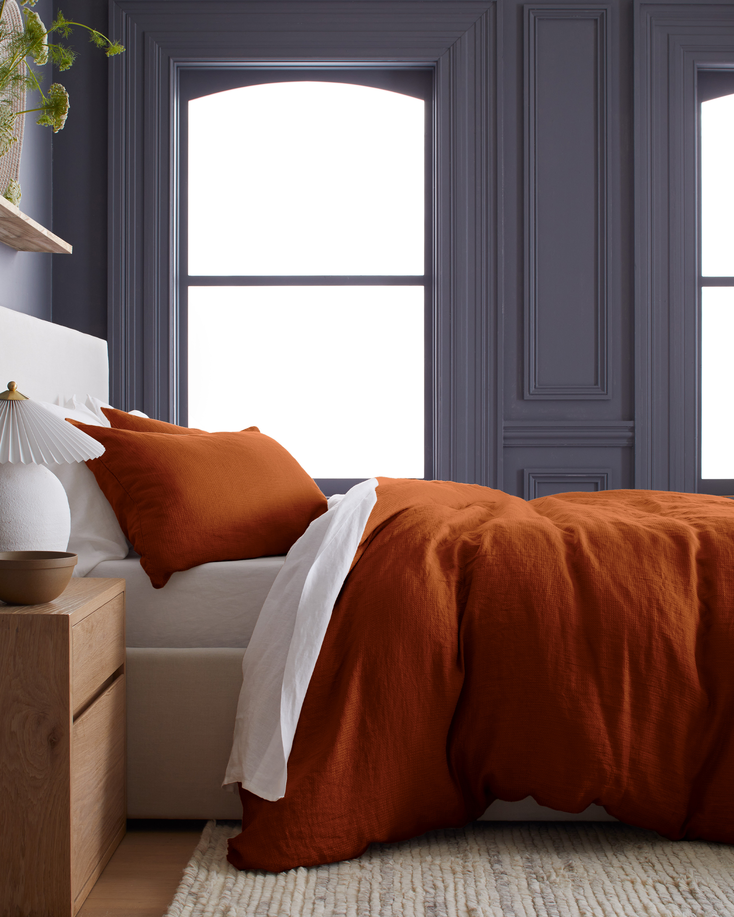 Terracotta European Linen Waffle Duvet Cover