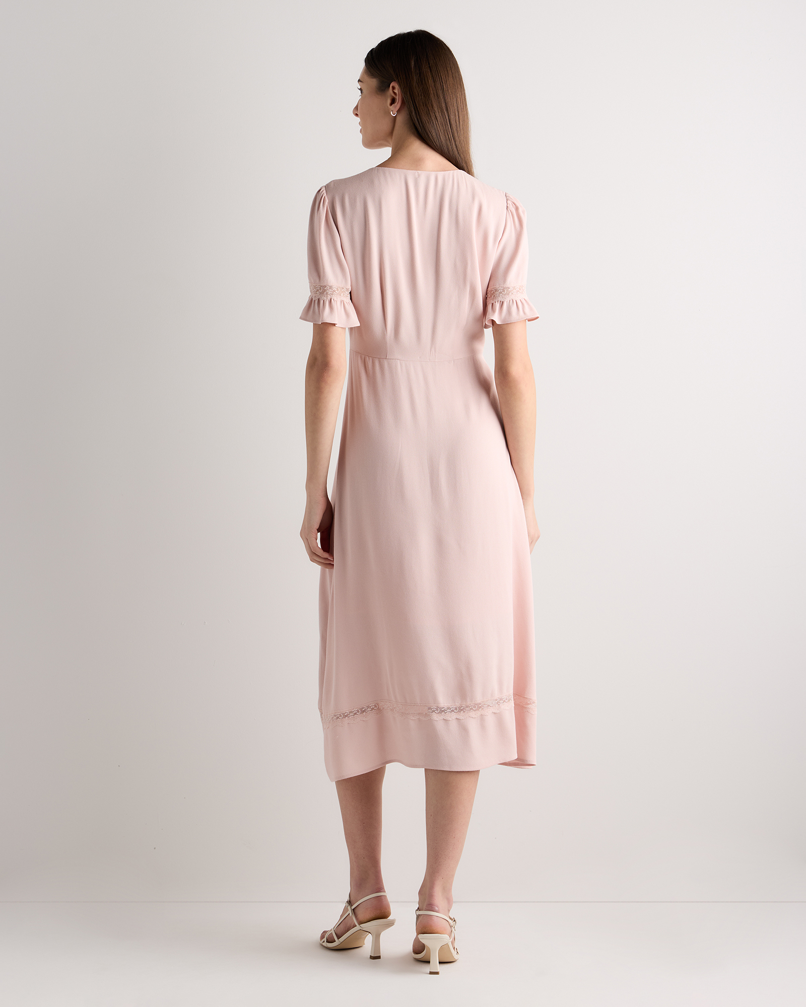 knee length dresses for ladies Rosie Ruched Puff Sleeve Dress In Pink main image 0