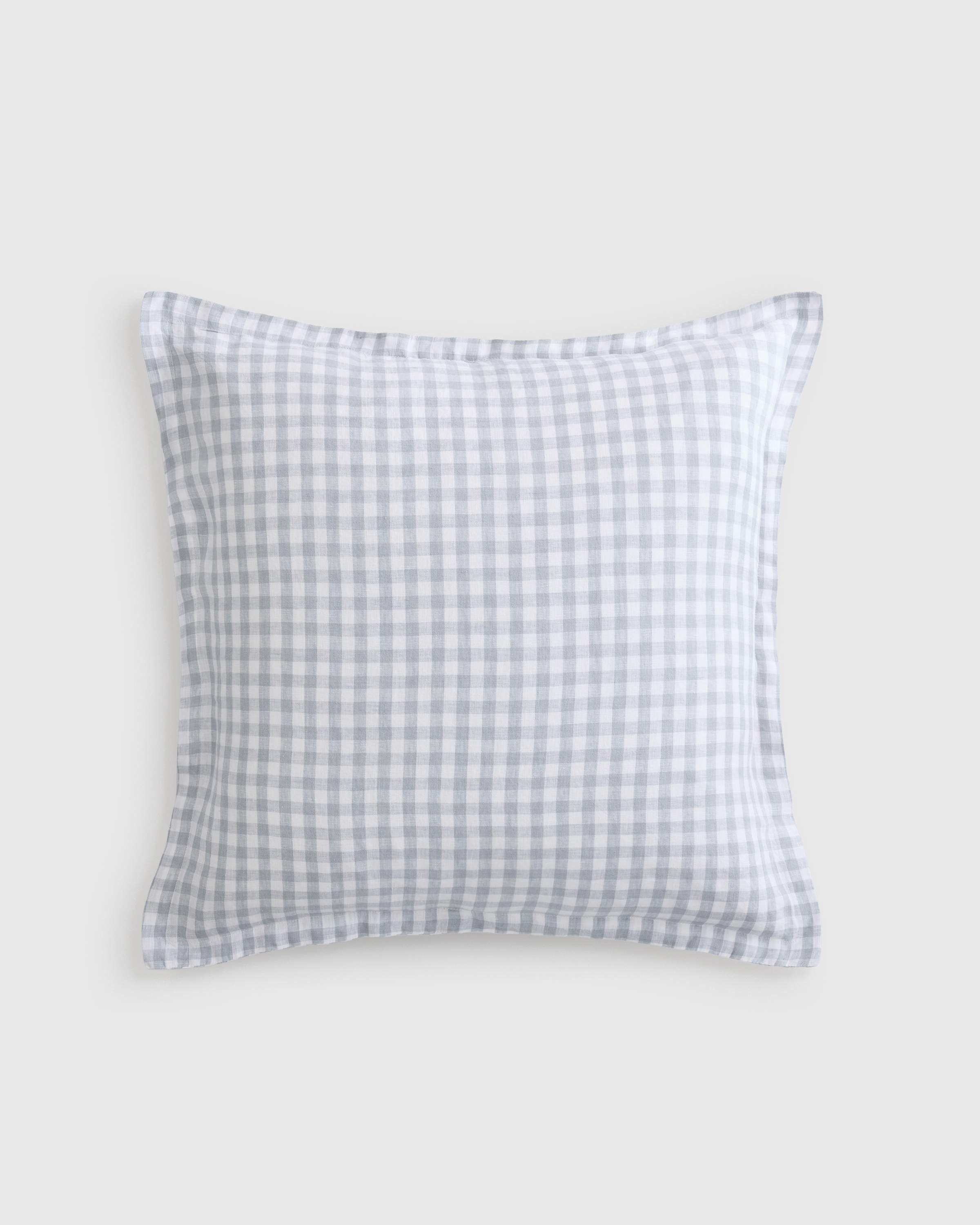 Blue Fog European Linen Gingham Euro Sham