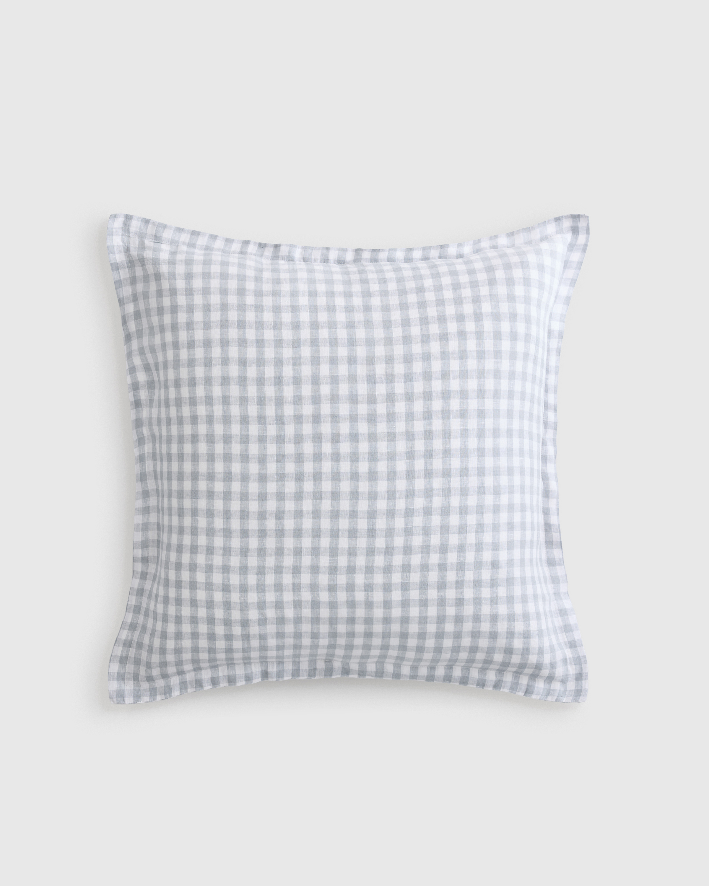 Blue Fog European Linen Gingham Euro Sham