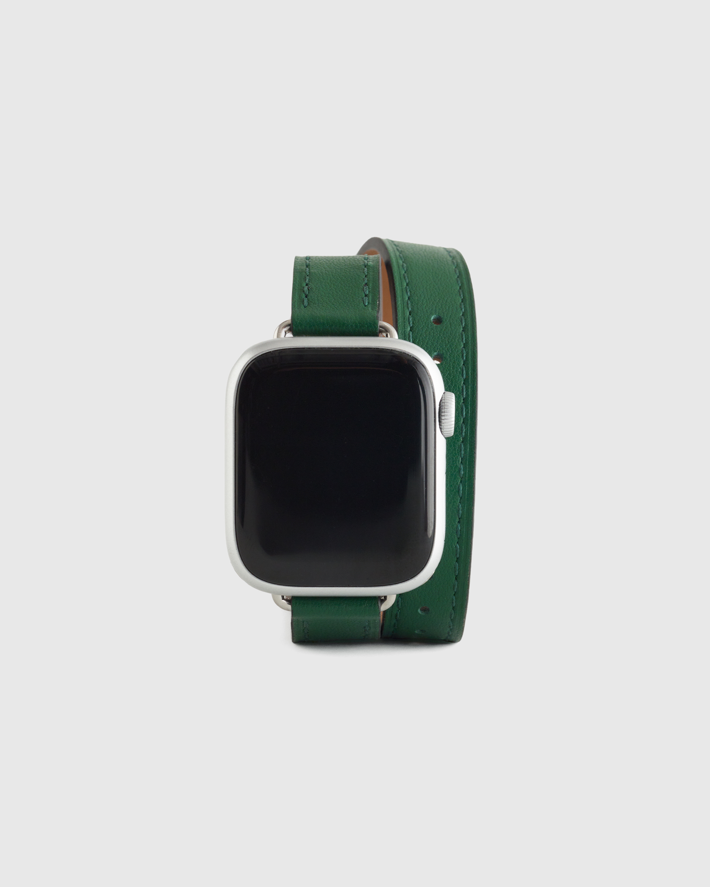 Leather Double Wrap Smartwatch Band in Dark Green display picture 1