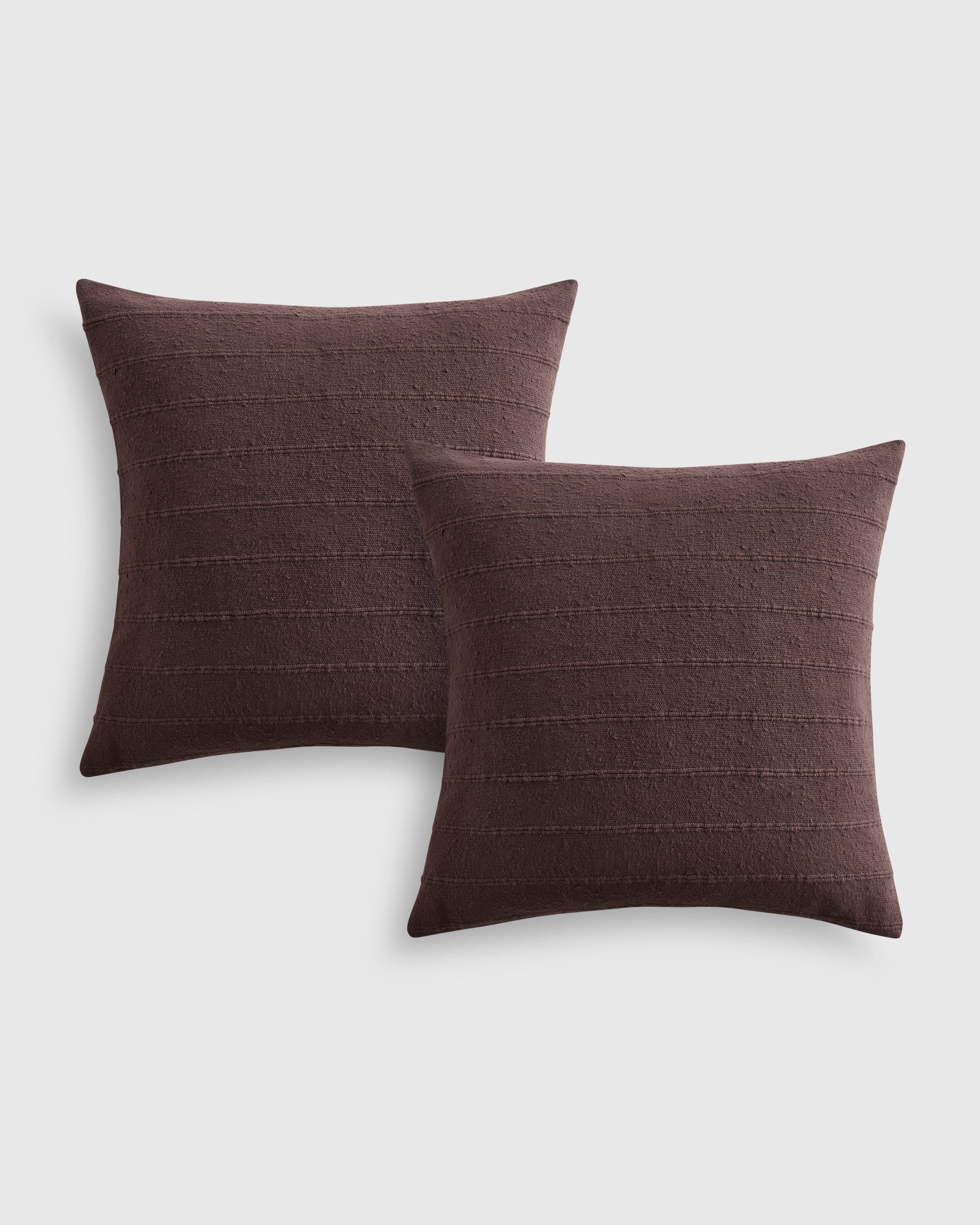Textured Striped Cotton Pillow Cover (Set of 2) - Espresso, 22x22